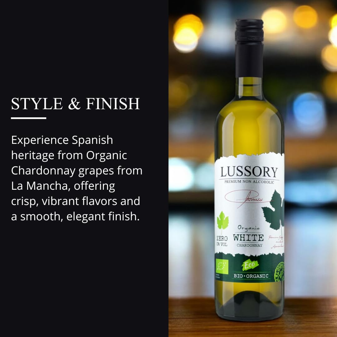 Organic Non-Alcoholic Chardonnay Wine from Spain - 0.0% Alcohol, Vegan, Low Calorie, 750ml (6-Pack) - Perfect for Parties, Pregnancy & Healthy Lifestyle