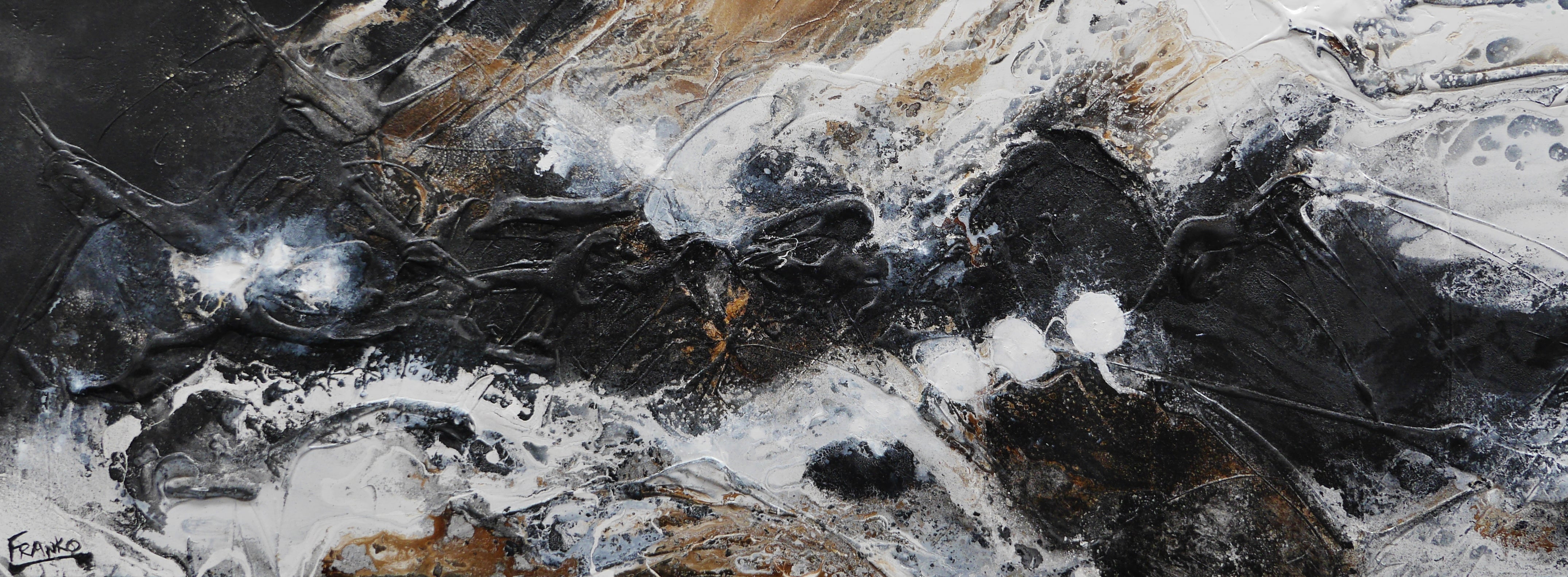 160cm x 60cm Black Rust Textured Abstract Canvas Wall Art - Modern Industrial Home Decor for Living Room, Bedroom & Office