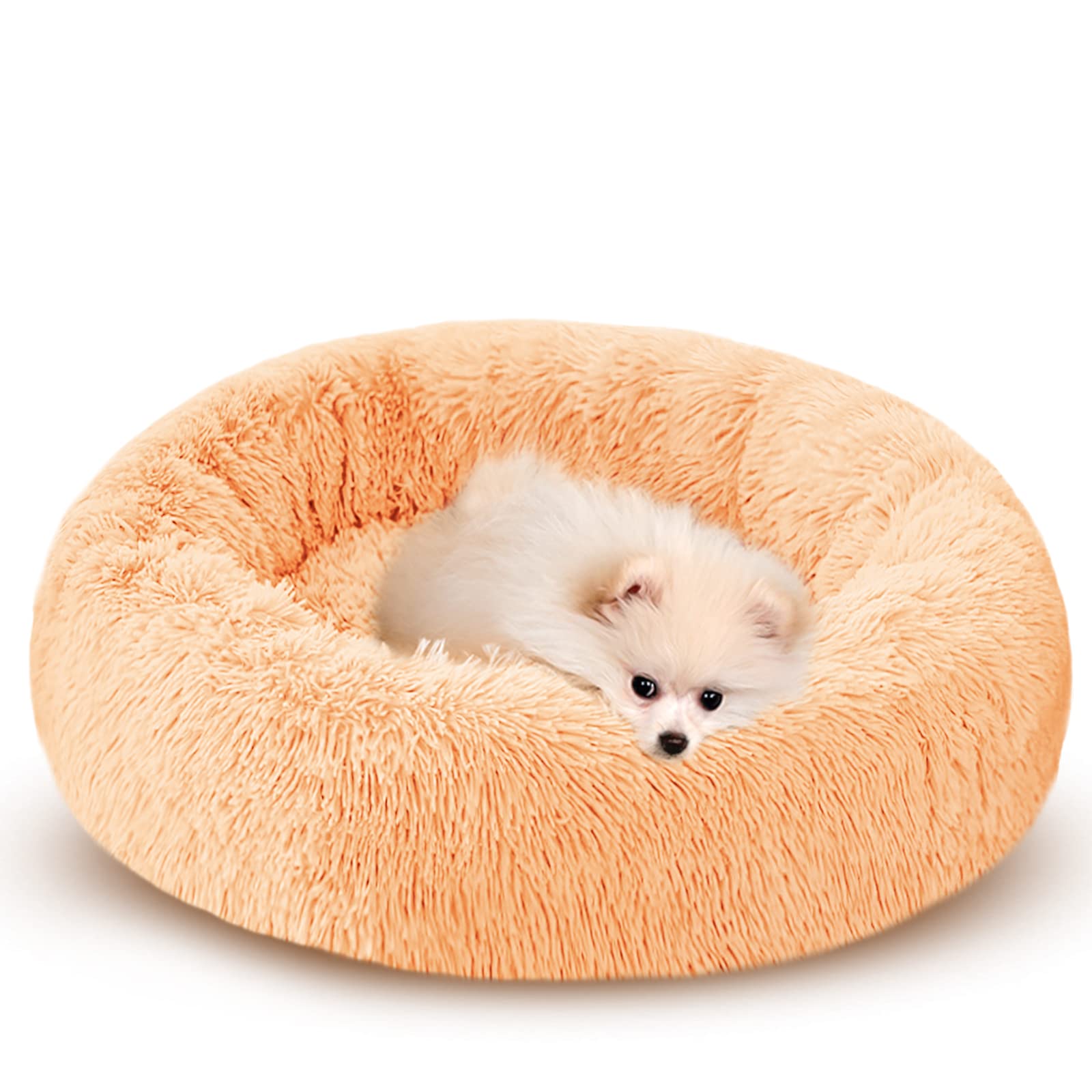 Calming Dog Bed & Cat Bed for Small Medium Pets - Luxury Non-Slip Warming Comfy Pet Bed - Soft Fuzzy Anti-Anxiety Bed for Dogs & Cats - 24