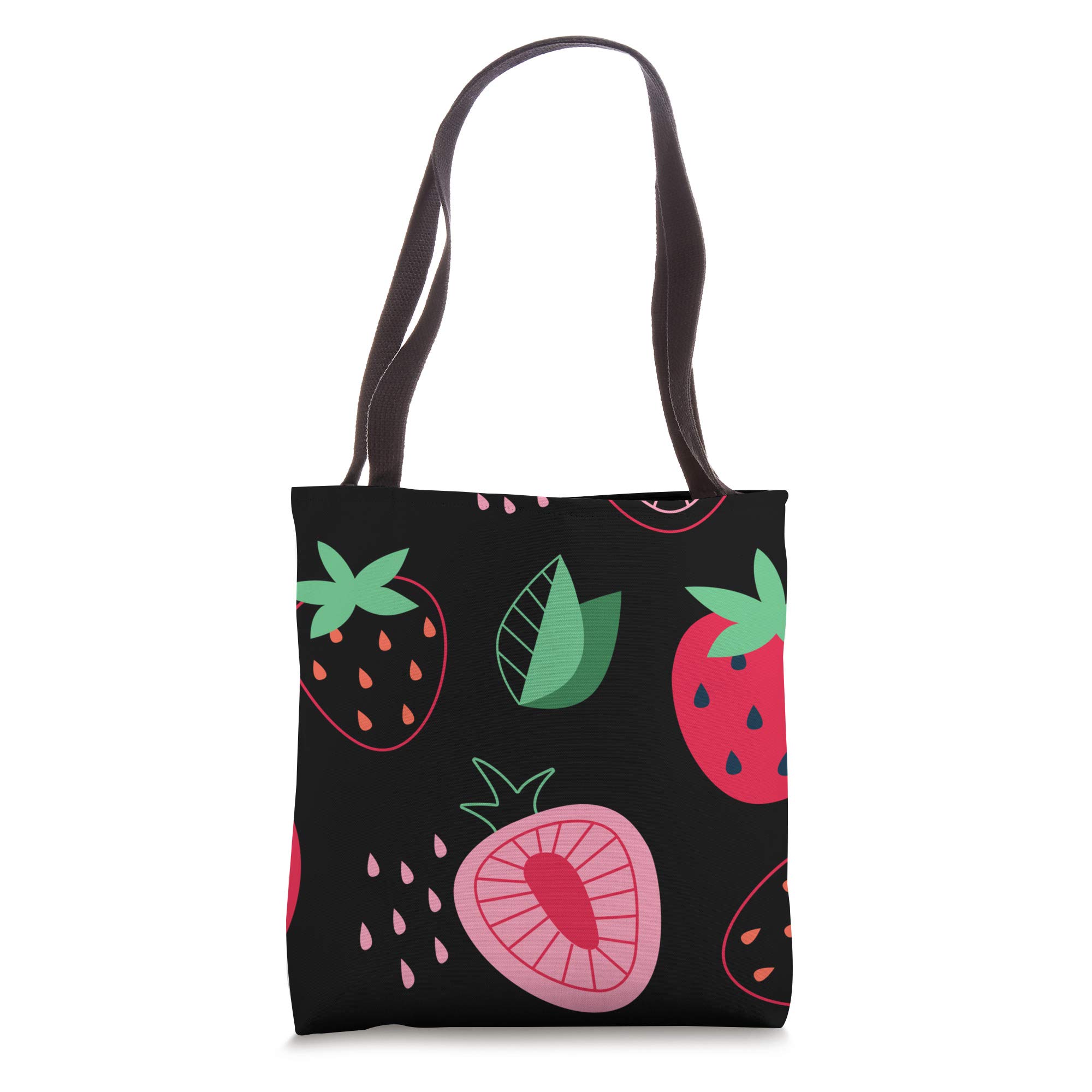 Strawberry Print Cotton Tote Bag - Reusable Grocery Shopping & Beach Tote - Perfect for Farmers Market, Picnic & Summer Outings