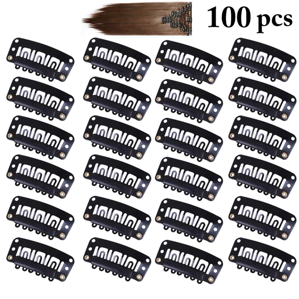 Boxoon 100PCS Comb Wig Clips - 6 Teeth Universal Hair Extension Clips for DIY Styling | Secure Hold for Wigs, Weaves & Braids | Perfect for Cosplay, Daily Use & Salon Professionals