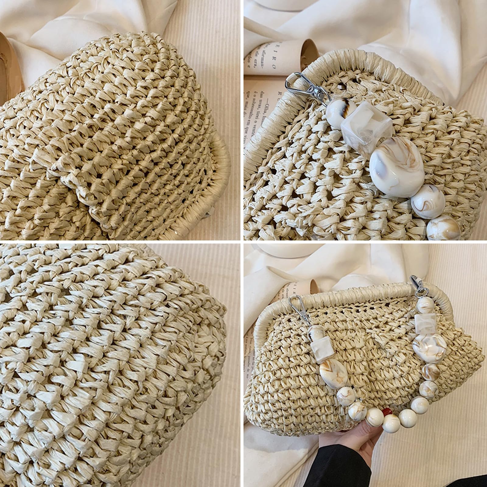 Women's Straw Clutch Purse - Woven Beach Bag for Summer Outings