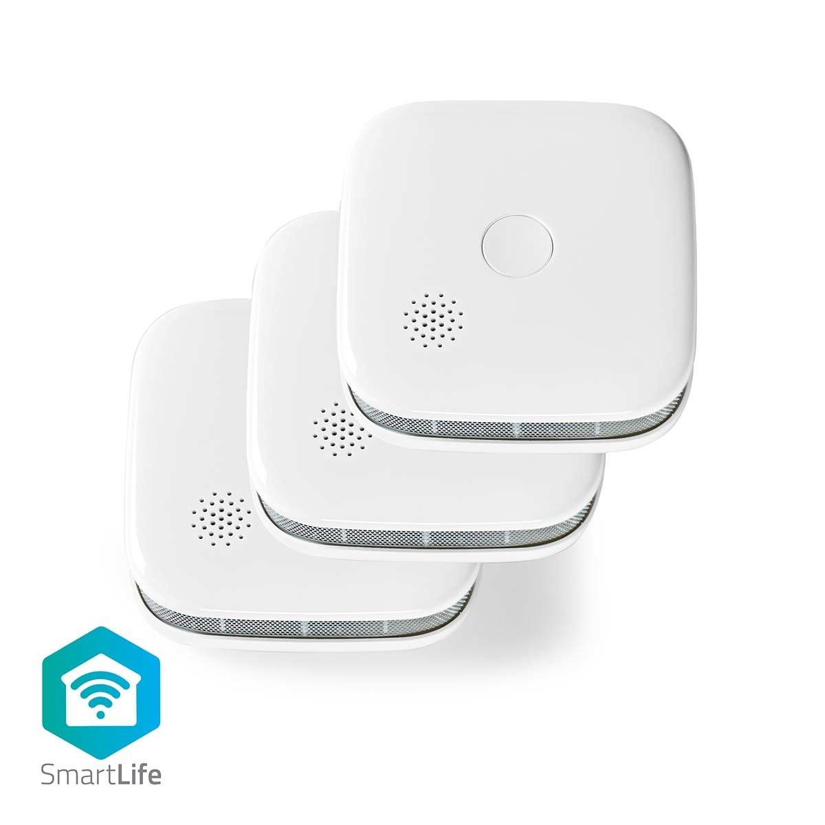 SmartLife 3-Pack Smoke Detector with Replaceable Batteries - Wireless Interconnect, 10-Year Battery Life for Home & Office Safety