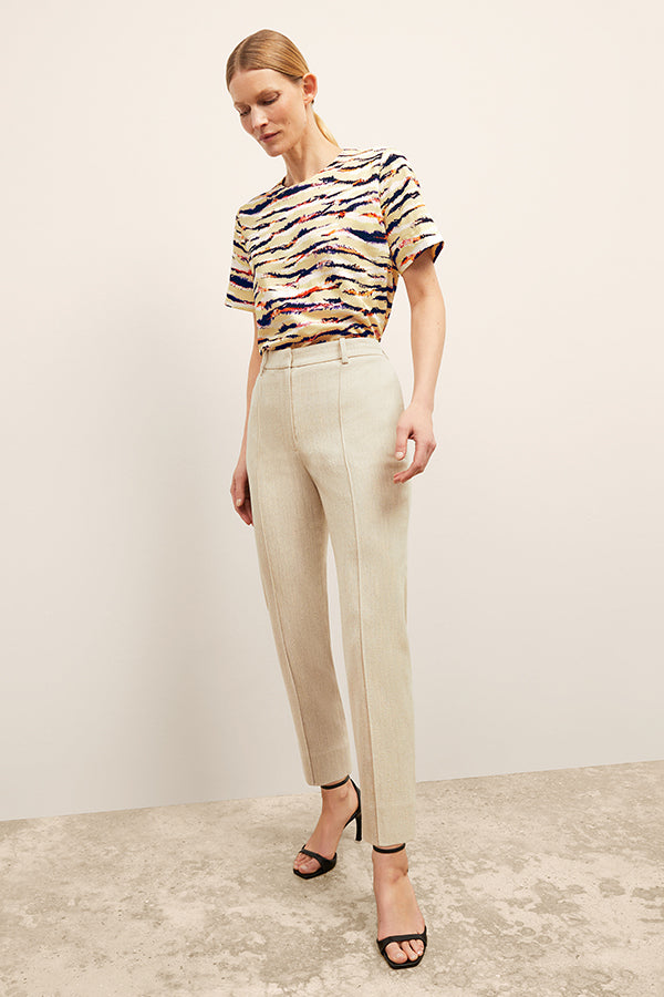 Pearl Pant Cotton Tweed Pants for Women - Ivory High Waisted Trousers | Comfortable Office Wear & Casual Outfits