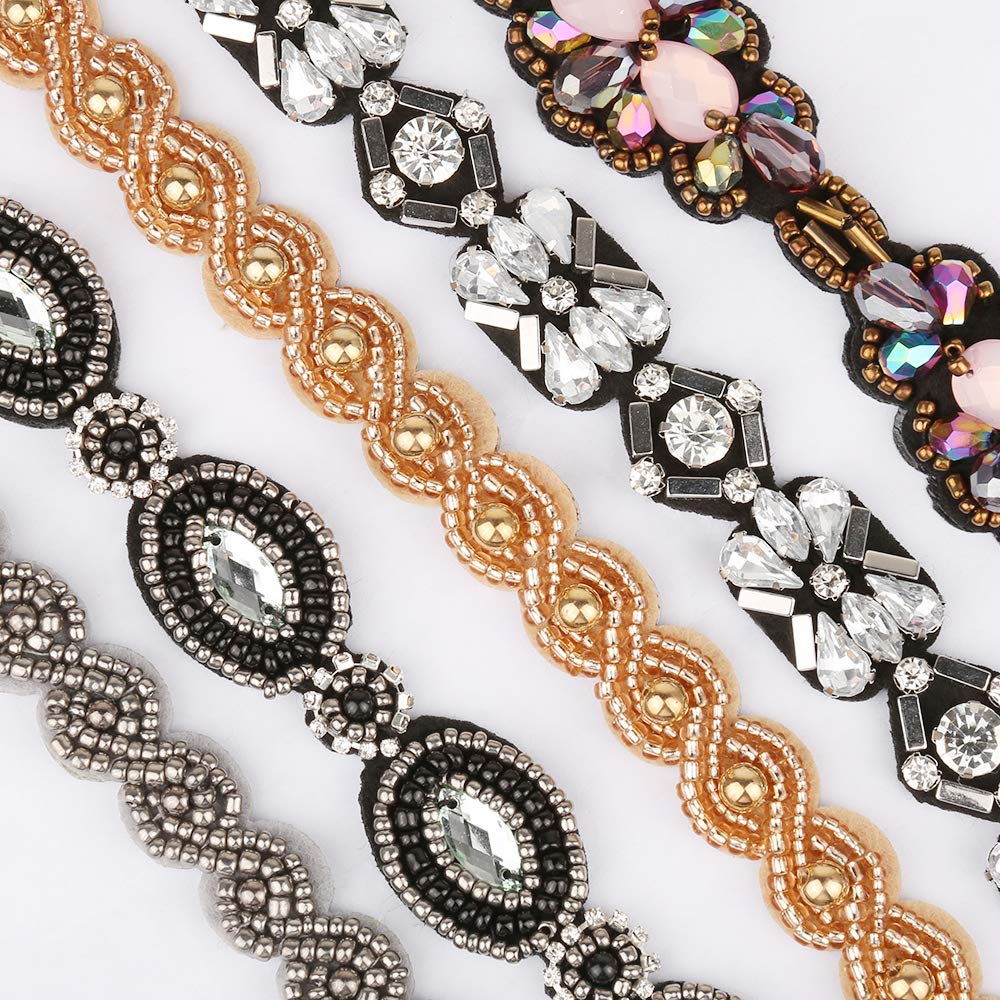 Teenitor Elastic Beaded Headbands for Women & Girls - 5 Pack Crystal Rhinestone Hair Accessories with Jewel Decorations | Perfect for Parties, Weddings, and Everyday Fashion