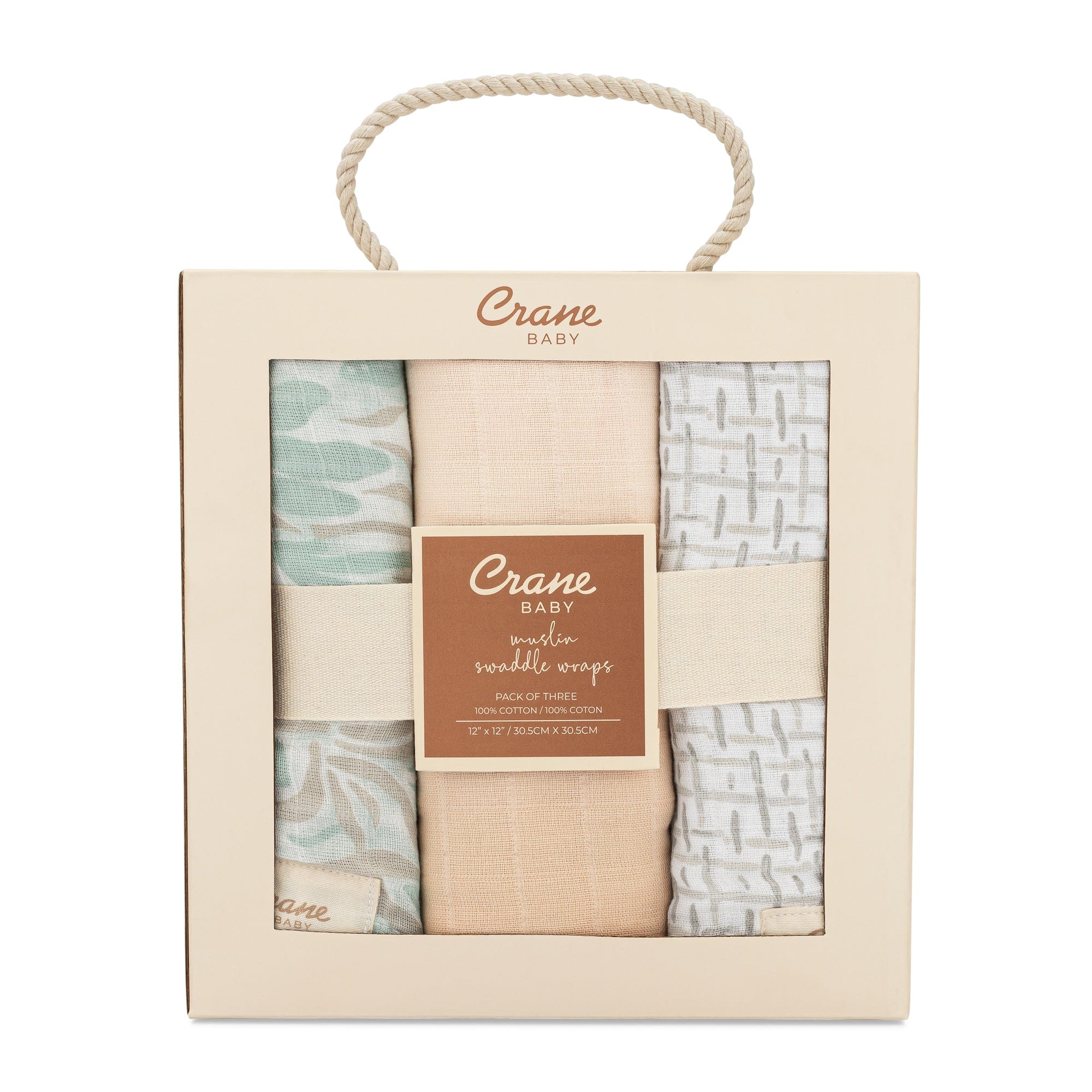 Crane Baby Cove 3-Piece Swaddle Set - Soft Cotton Newborn Swaddle Blankets for Boys & Girls - Perfect for Sleeping, Swaddling & Comforting Babies