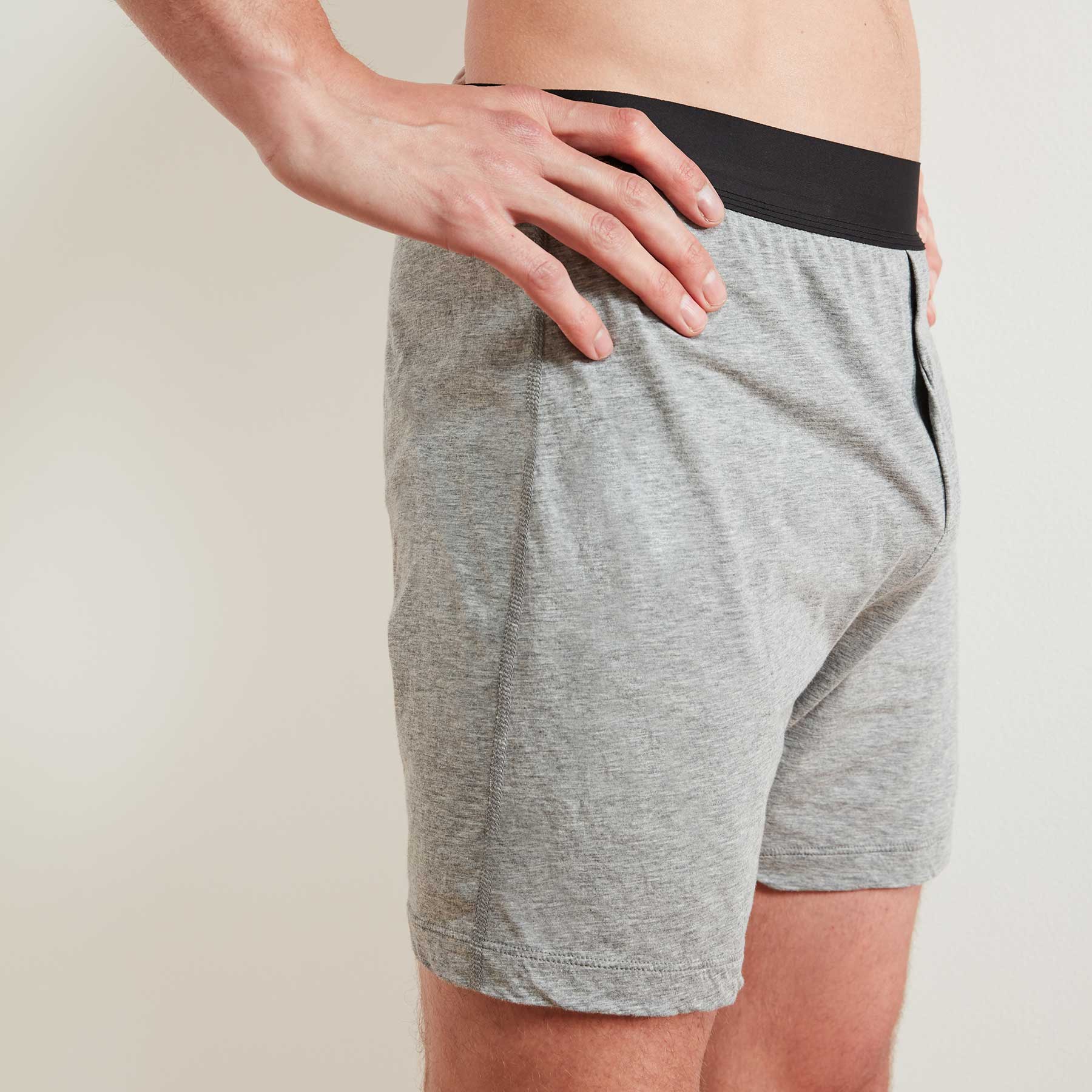 Premium Luxe Lotus Relaxed Fit Boxer Shorts for Men - Soft Breathable Cotton Underwear - Heather Grey - Perfect for Lounge, Sleep & Everyday Comfort