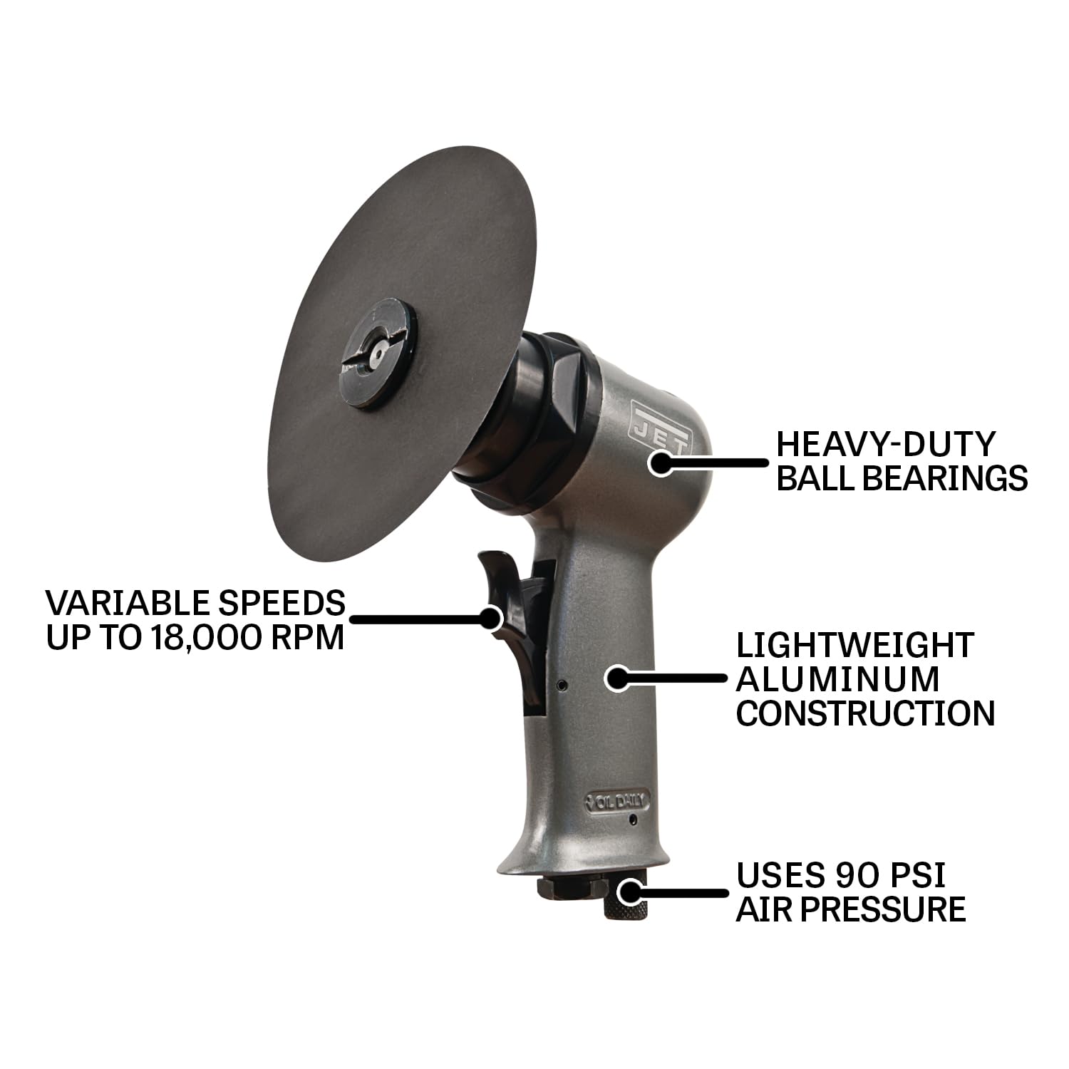 JET Pneumatic High-Speed Disc Sander - 18000 RPM Heavy Duty Air Sander (Model JAT-700) for Woodworking, Metal Polishing & Automotive Sanding