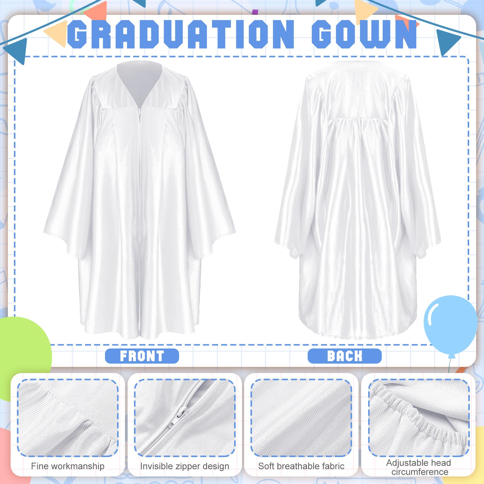 60 Pcs Preschool & Kindergarten Graduation Cap and Gown Set with 2025 Tassel, Stole, Certificate & Medal Bear - Perfect for Kids Graduation Ceremony, Photo Shoots & School Events