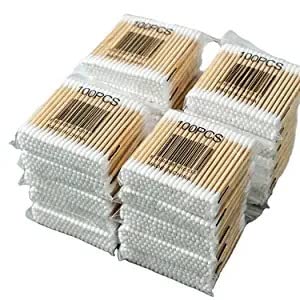 300-Piece Double-Tip Wooden Cotton Swabs for Ear Cleaning & Wax Removal - Multipurpose Personal Care Buds (Pack of 3) | Ideal for Makeup, Crafts, Baby Care & First Aid