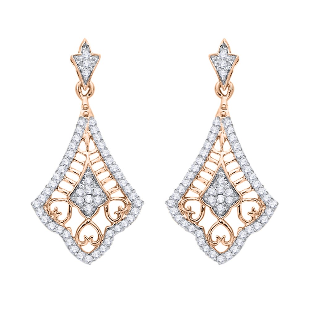 KATARINA Diamond Dangle Earrings 3/8 CTTW G-H I2-I3 in 14K Gold or Sterling Silver - Elegant Drop Earrings for Women, Perfect for Weddings, Parties & Date Nights
