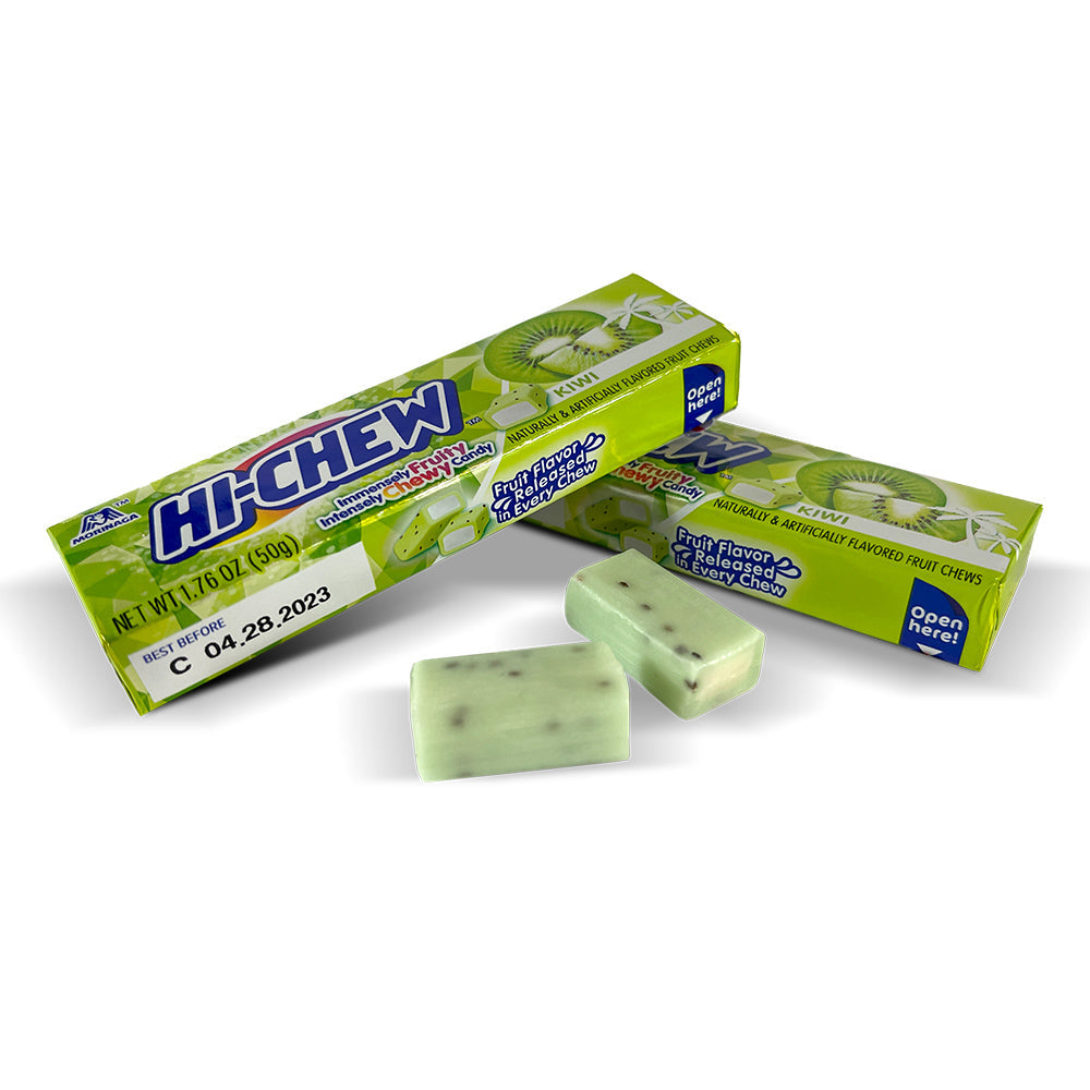 Hi Chew Kiwi Flavor Chewy Candy Bars - 15 Count Box | Delicious Snack for School, Office & On-the-Go