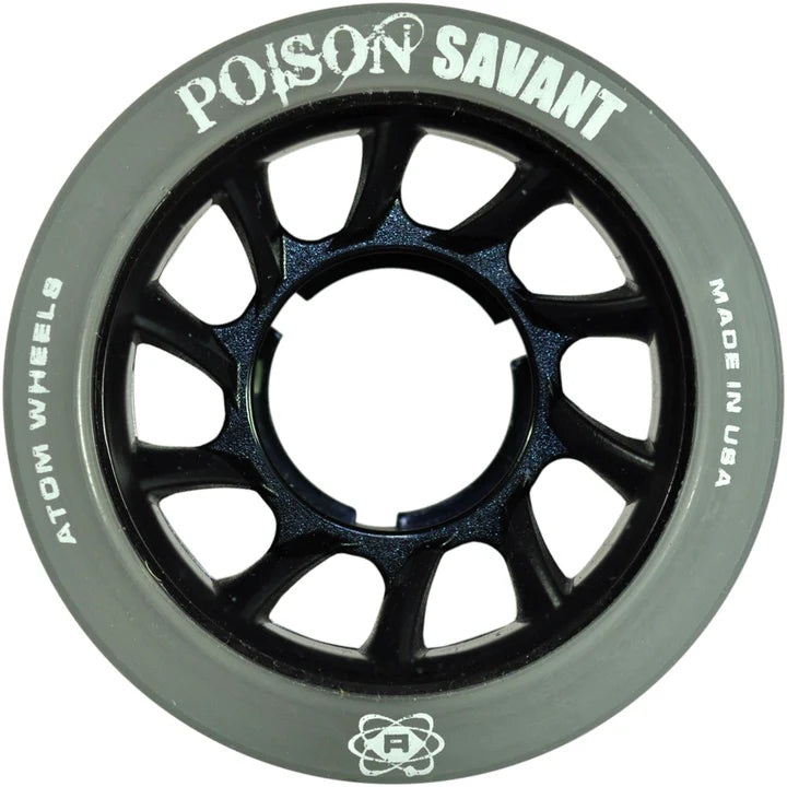 Atom Poison Savant Wheels - Hybrid 88A & 91A Durometer (Set of 4) - Perfect for Longboard, Cruiser & Skateboard Riding