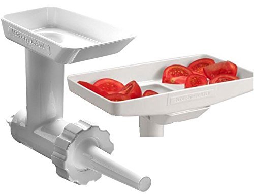 KitchenAid KSMGBC Food & Meat Grinder Attachment with Sausage Stuffer Kit & Food Tray - Perfect for Home Cooking, Sausage Making & Meal Prep