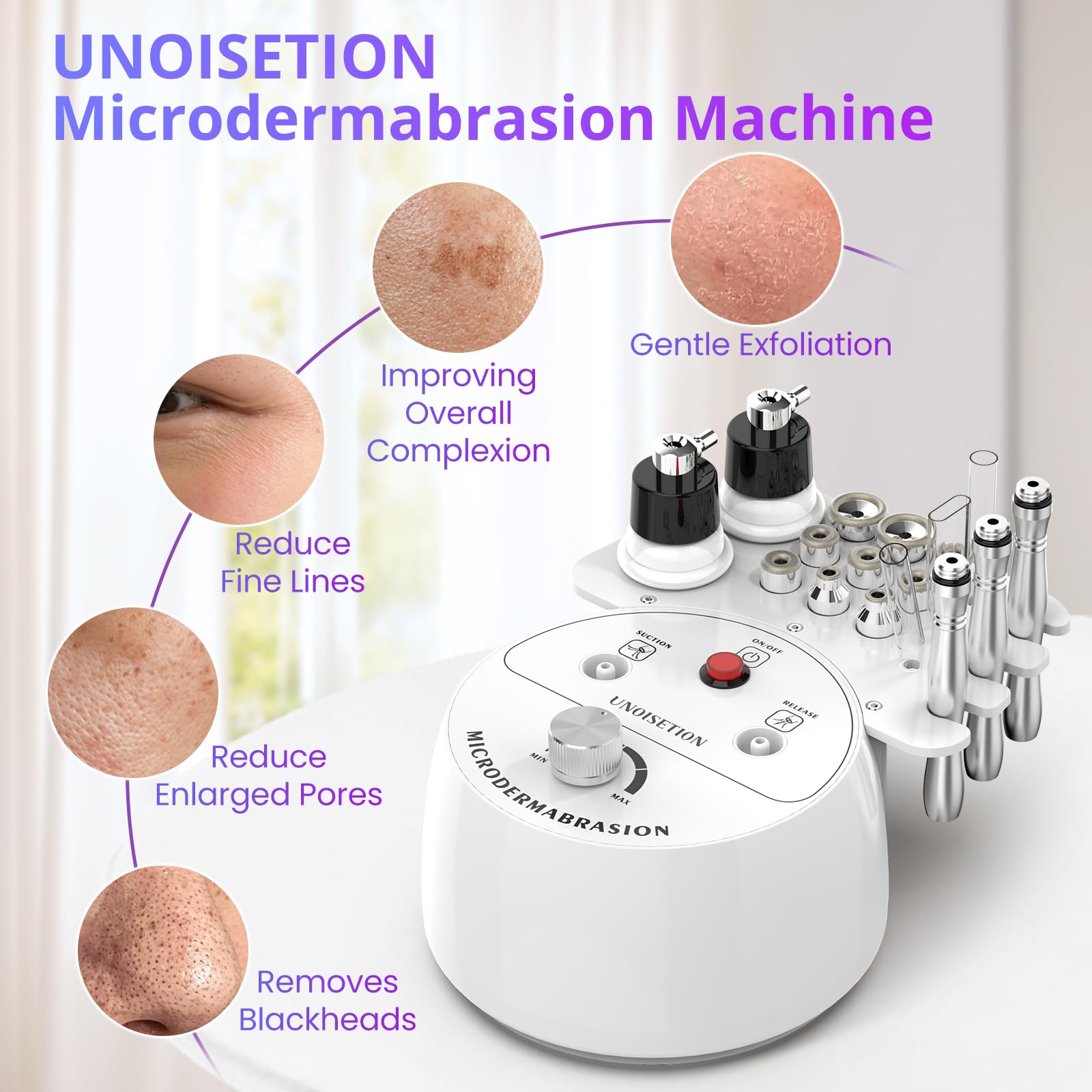 Professional Diamond Microdermabrasion Machine - 3-in-1 Dermabrasion & Facial Peeling Device for Skin Care | Salon, Spa & Home Use | Exfoliate, Brighten & Rejuvenate Skin