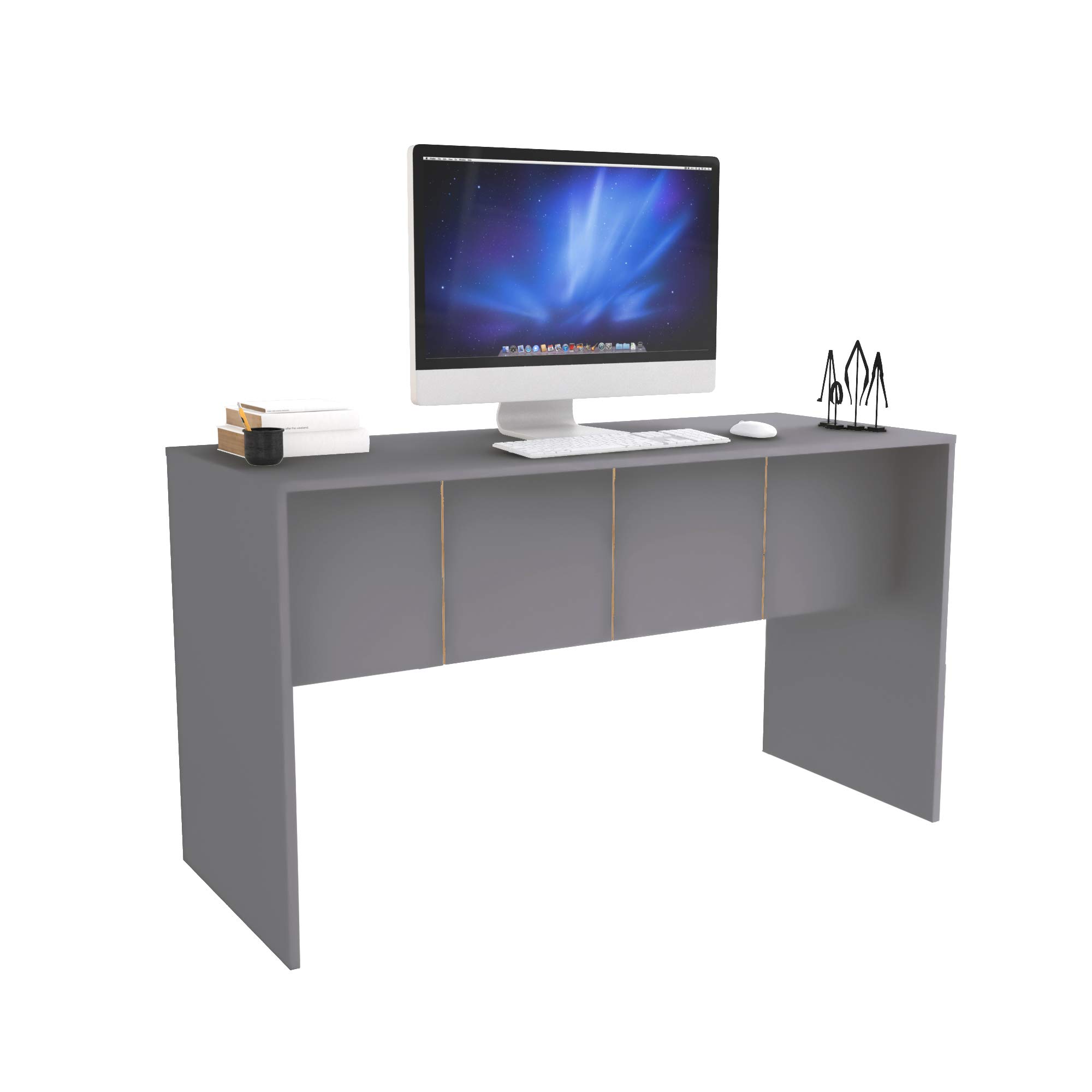 Mid Century Modern Office Desk - Manhattan Comfort Cornelia Modular Computer Table with Spacious Top & Footrest, 53.15