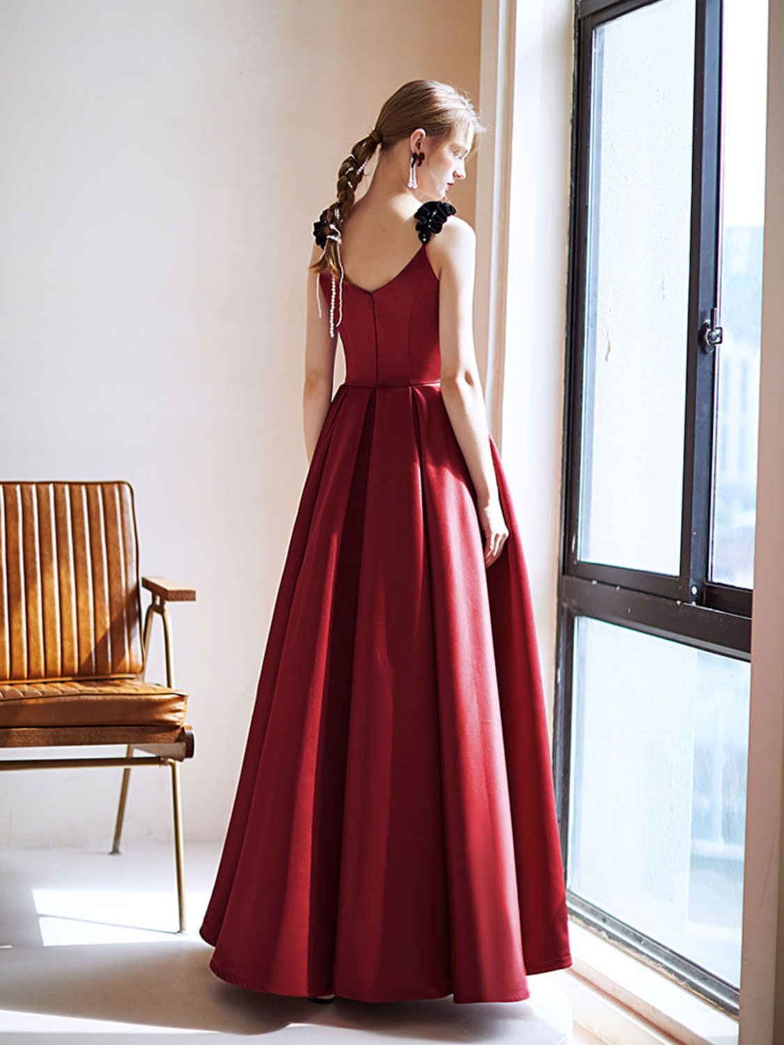 Elegant Burgundy Satin Long Prom Dress for Women - Formal Evening Gowns for Homecoming, Wedding, and Special Occasions