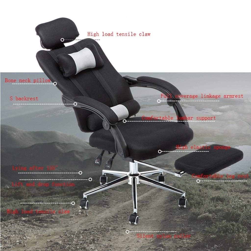 Ergonomic Office Chair with Mesh Back, Adjustable Height & Footrest - Home & Computer Desk Chair for Comfortable Work - Gray (Size A) - Perfect for Long Hours Sitting, Gaming & Remote Work