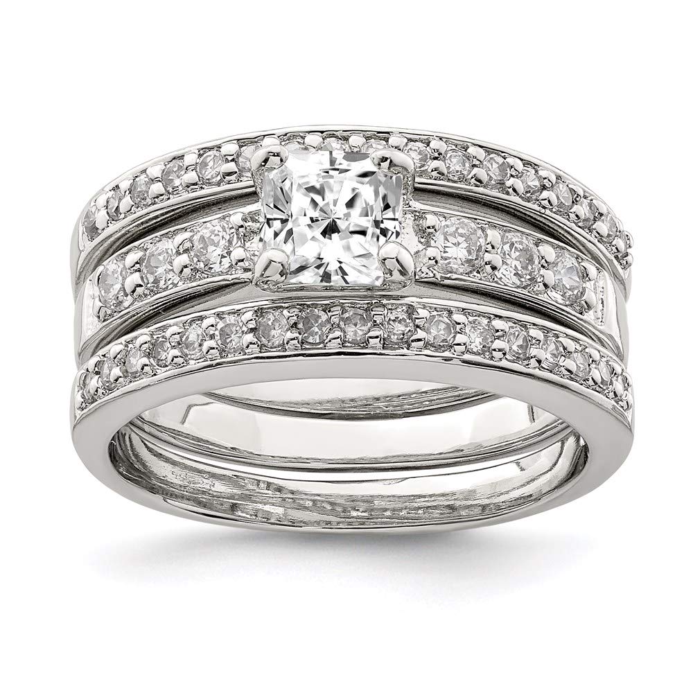 925 Sterling Silver Cubic Zirconia 3-Piece Bridal Set - Engagement & Wedding Ring Set for Women, Durable Fine Jewelry Gift for Her - Perfect for Proposals, Anniversaries & Special Occasions