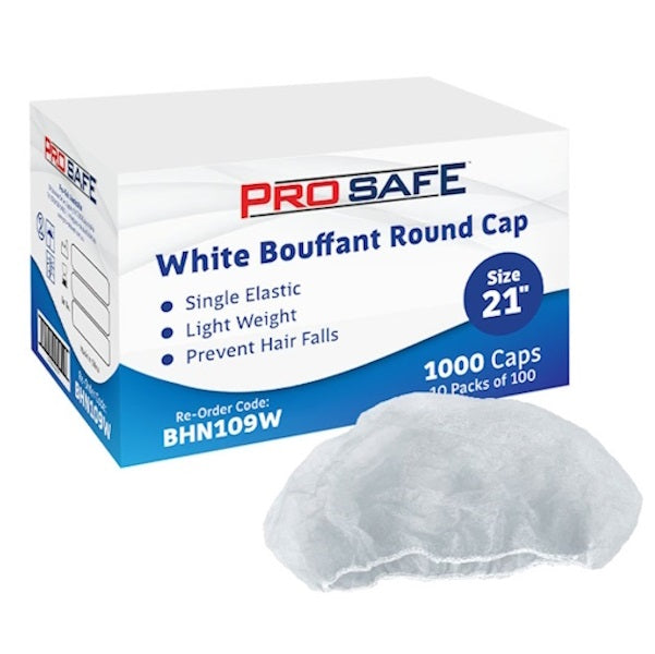 ProSafe Disposable Round Cap Hair Net 21 or 24 Inches - 1000 Pack for Food Service, Healthcare & Industrial Use
