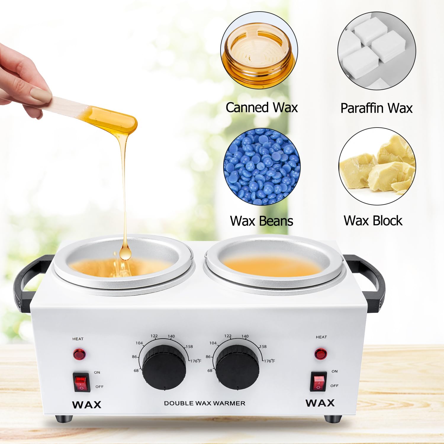 Professional Dual Wax Warmer for Hair Removal - Adjustable Temperature Waxing Kit for Women & Men - Hard Wax Machine for Full Body, Face, Bikini & Salon Use - Perfect for Home & Professional Waxing