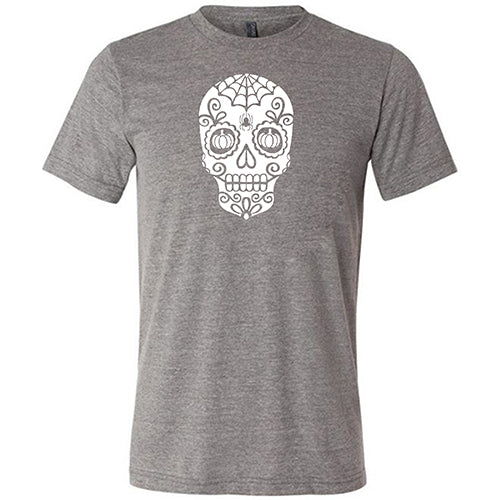 Skull With Pumpkin Eyes T-Shirt - Unisex Halloween Graphic Tee for Men & Women - Perfect for Spooky Parties, Costume Outfits & Fall Festivals