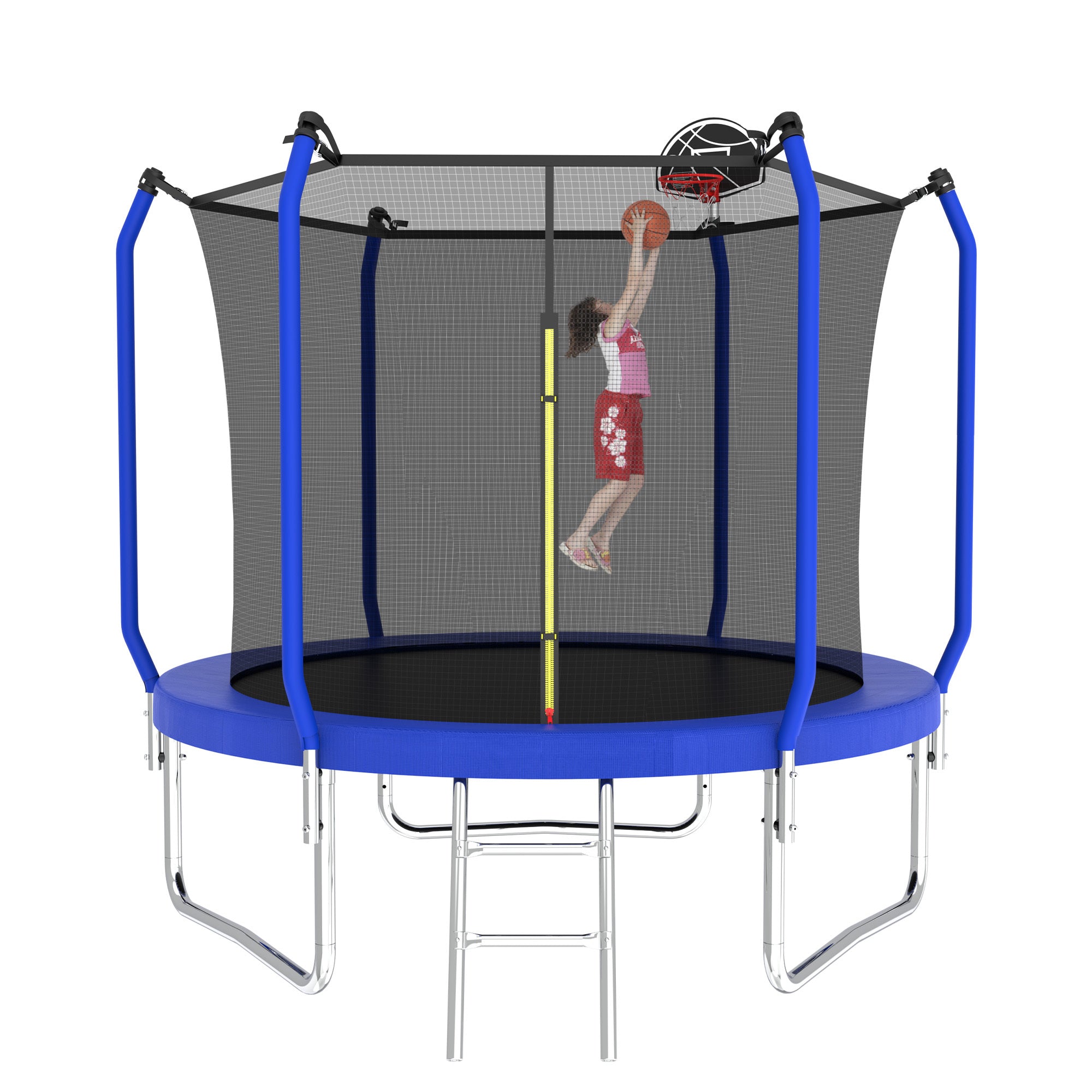 10FT Outdoor Trampoline with Basketball Hoop & Safety Enclosure Net - ASTM Approved Heavy-Duty Jumping Mat for Kids & Adults - Perfect for Backyard Fun, Exercise & Family Bonding