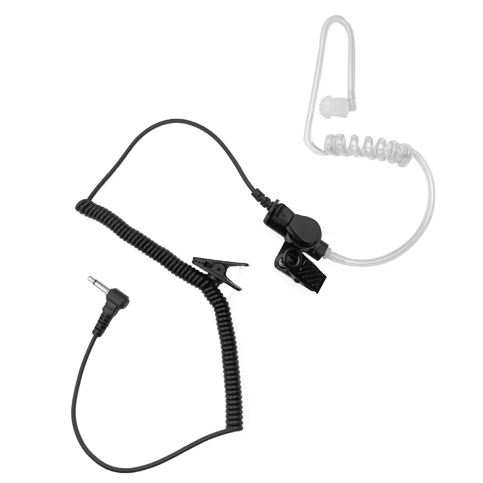 HWAYO 3.5mm 1 Pin Covert Surveillance Earpiece - Invisible Acoustic Air Tube Headset for Police Radios & Security (1 Pack) | Compatible with Motorola Speaker Mics + Includes Medium Replacement Earmolds | Perfect for Law Enforcement, Security Guards & Undercover Operations