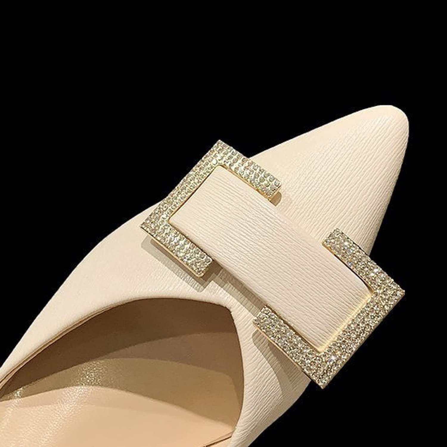 LINNE Women's Kitten Heel Mules - Slip On PU Leather Sandals with Pointed Toe | Vintage Elegant Dress Shoes for Party, Wedding & Outdoor Events