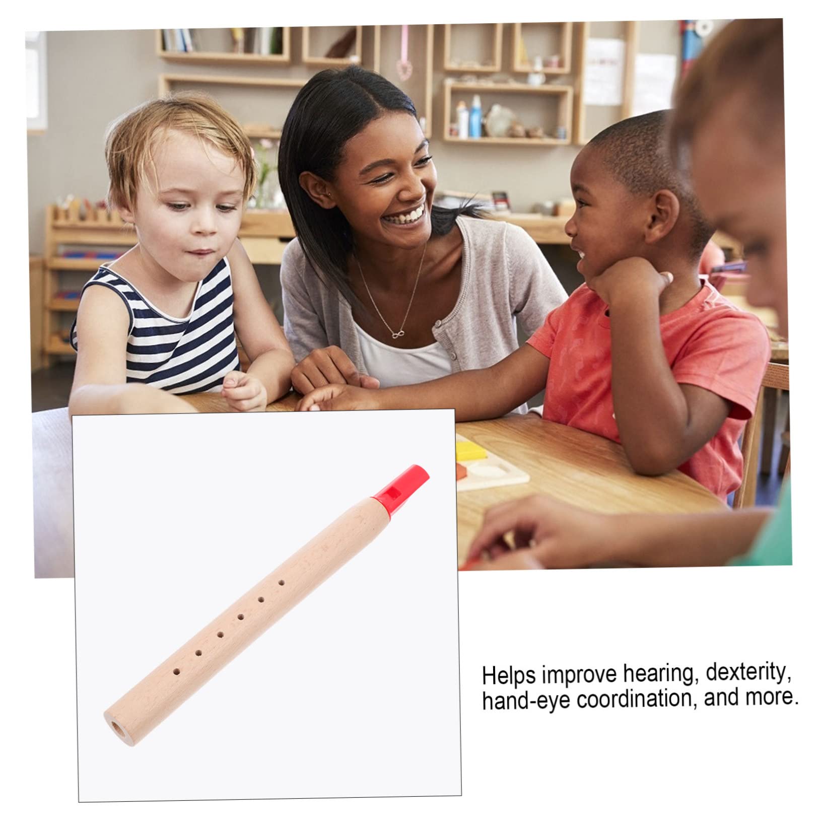ORFOFE 1 Piece Professional Beech Wood Clarinet Flute Toy - Musical Instrument for Kids & Beginners, Red Wooden Flute for Children's Music Education & Playtime Fun