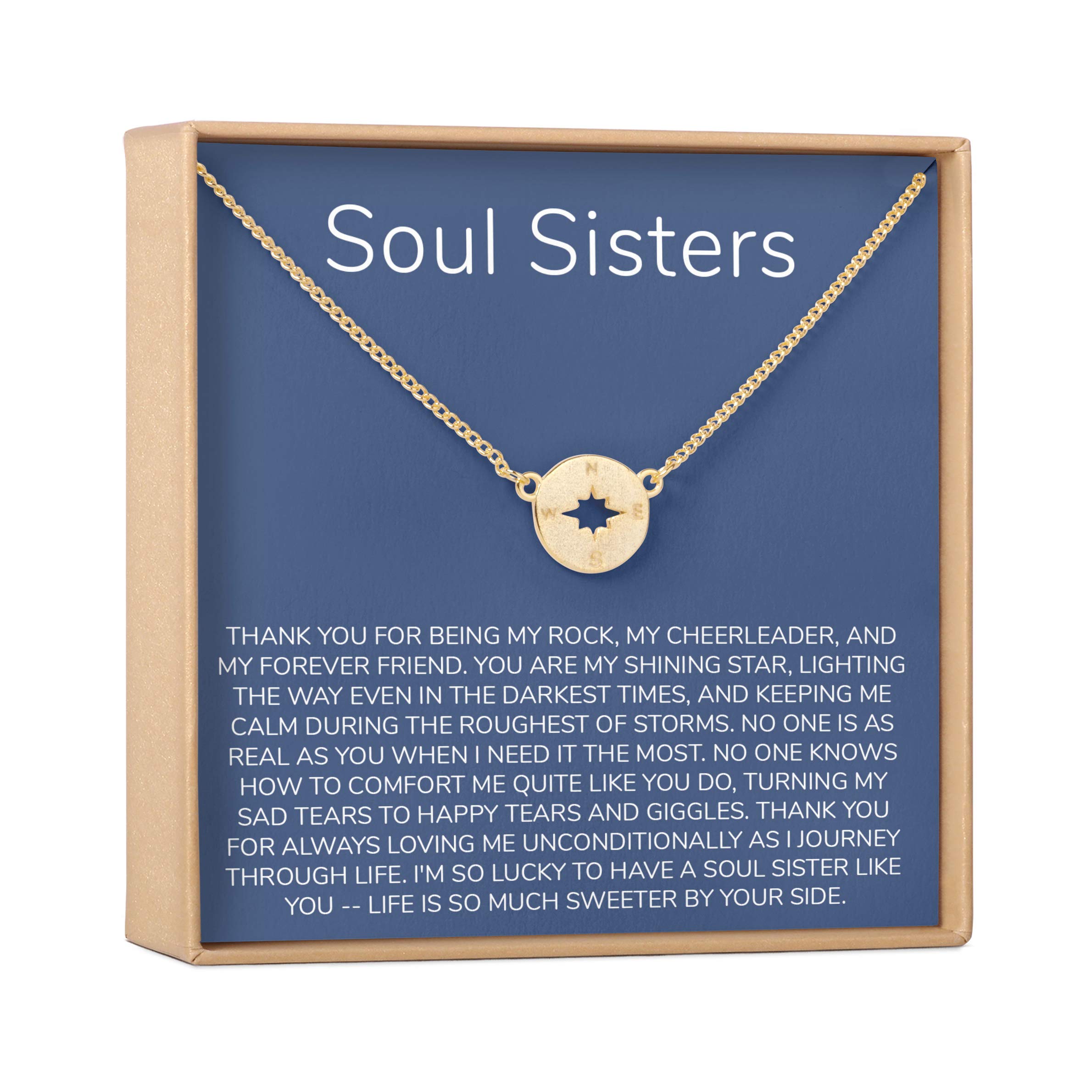 Soul Sisters Necklace - Best Friend Jewelry Gift for Long Distance, Birthday, Christmas | Heartfelt Friendship Necklace with Card | Meaningful Present for Sisters, BFFs & Couples | Perfect for Anniversaries, Graduation & Special Occasions