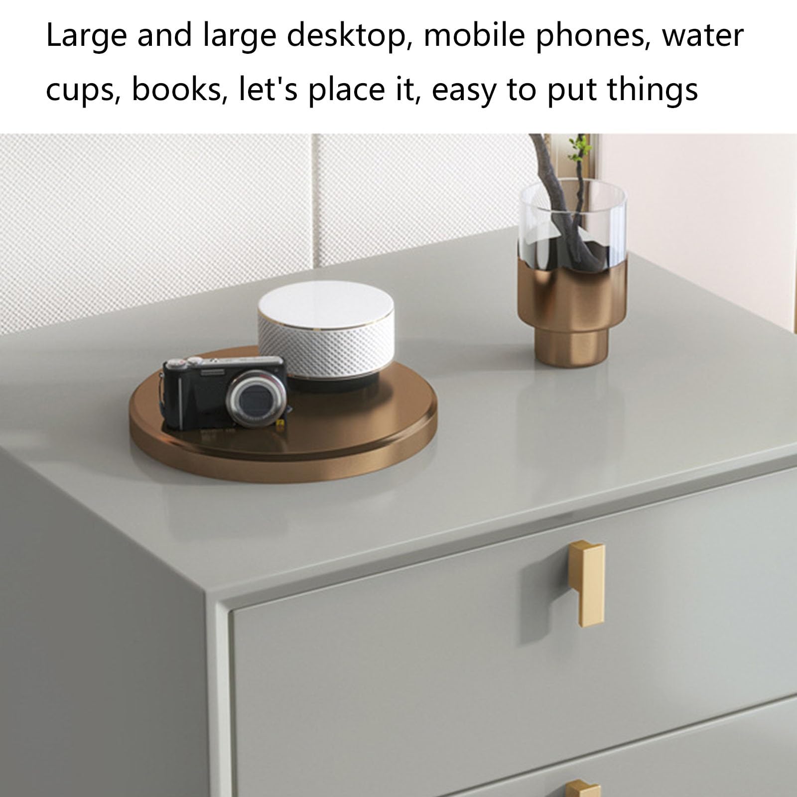 LHX Solid Wood Bedside Table - All Solid Wood Nightstand for Bedroom, Living Room, or Office - Gold Finish - Perfect for Storing Books, Lamps & Bedroom Essentials