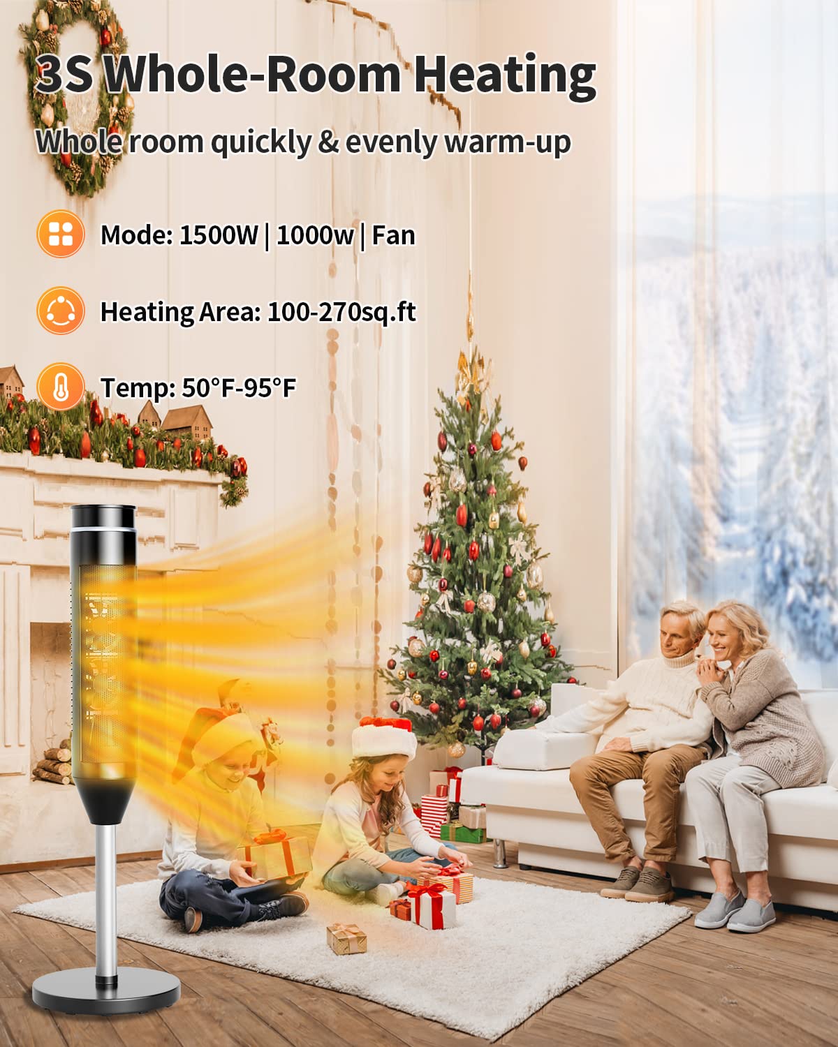 ARLIME 1500W Ceramic Space Heater with Thermostat - 34