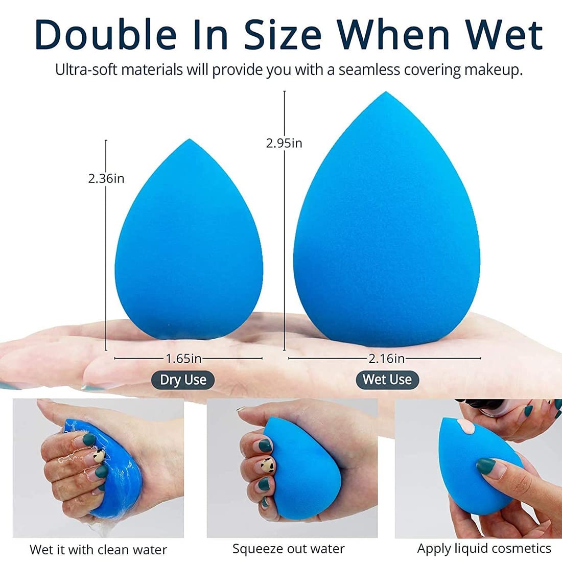 Adbeni Makeup Sponge Beauty Blender Puff - 3 Pack Multicolor Foundation Blender for Flawless Liquid & Powder Application | Perfect for Professional Makeup Artists & Beginners