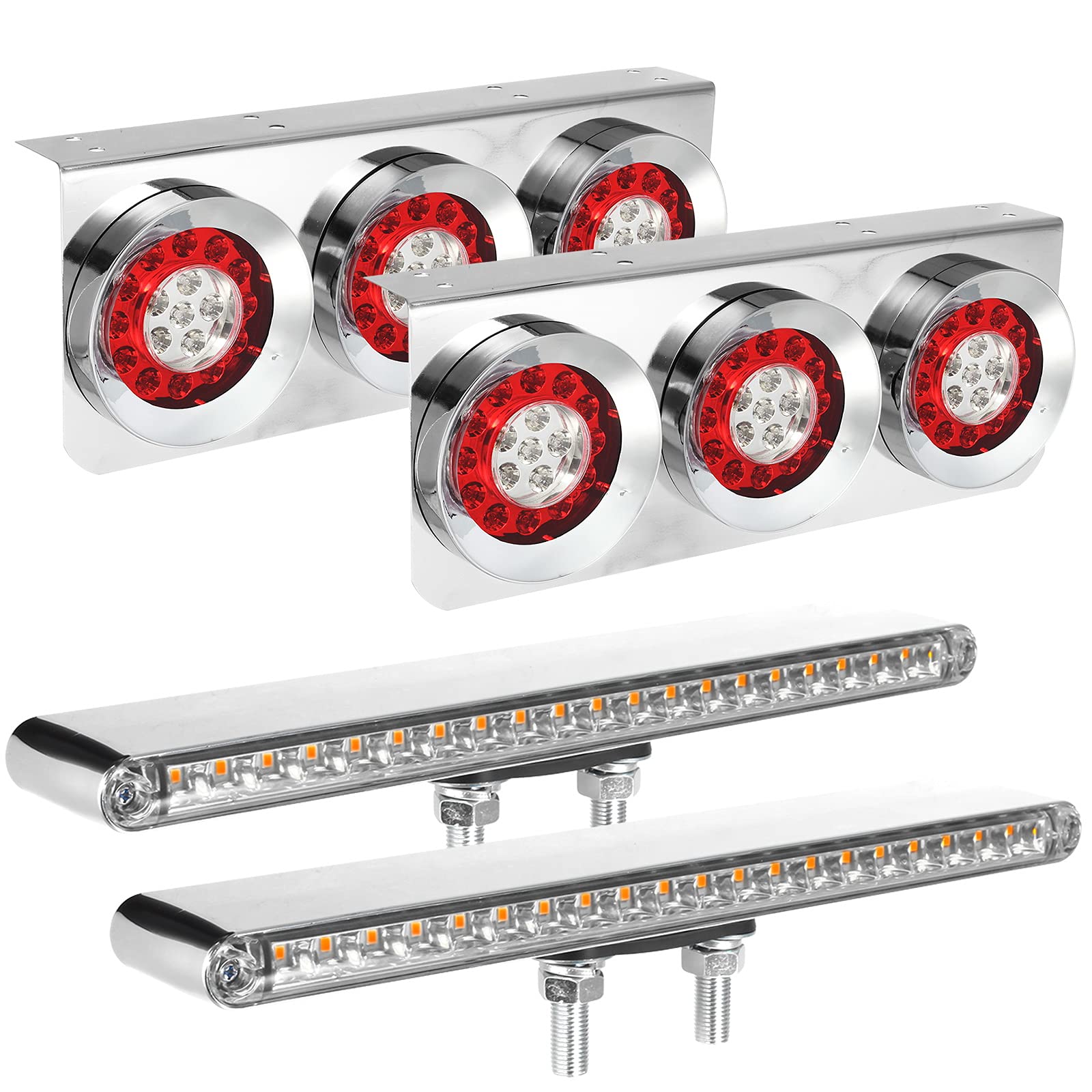 Partsam 2Pcs LED Truck & Trailer Tail Lights Kit with Iron Bracket Base - 12
