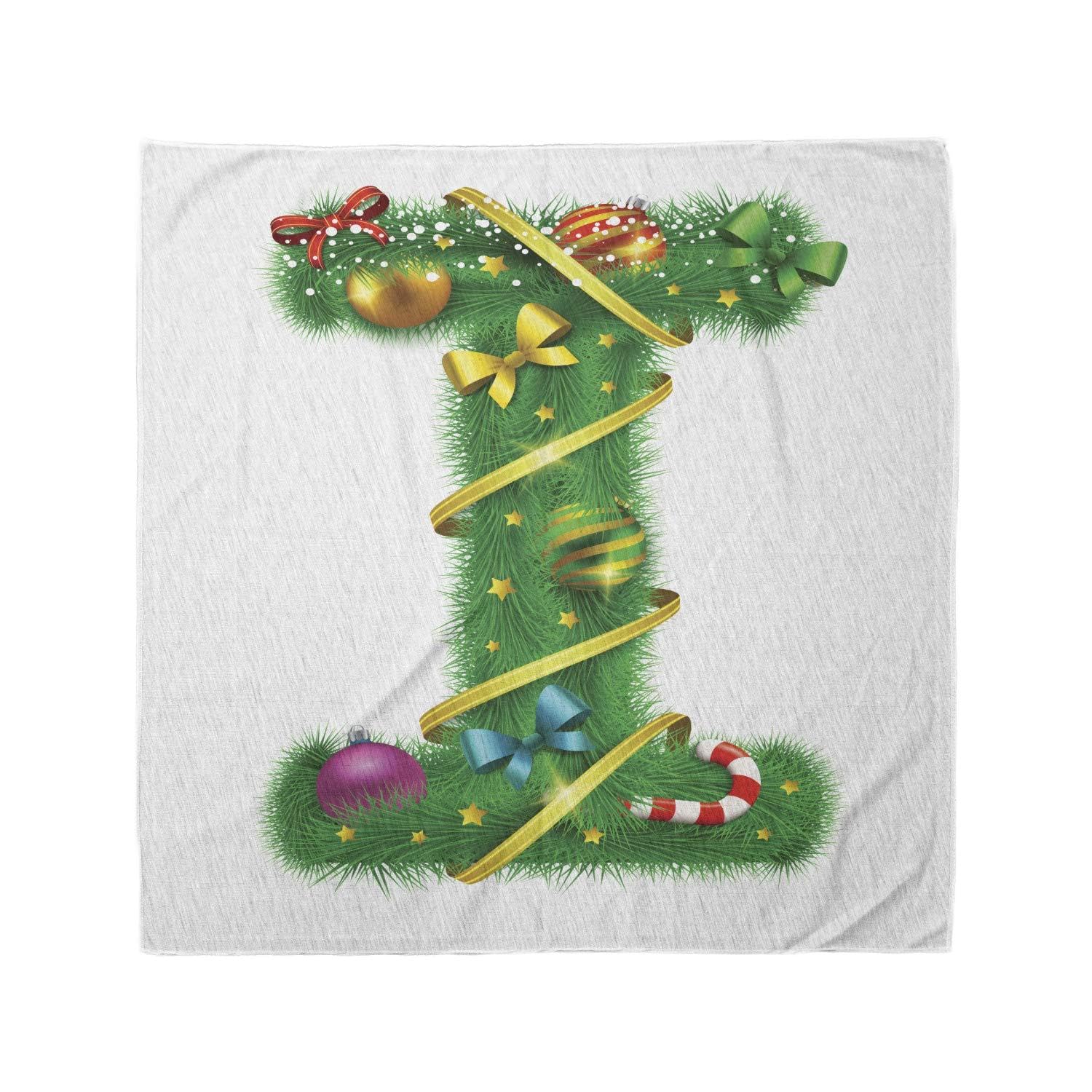 Ambesonne Christmas Alphabet Bandana - Holiday Letter H Scarf for Men & Women - Festive Unisex Head & Neck Wrap for Christmas Parties, Gifts & Winter Fashion