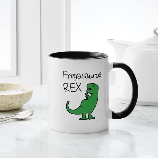 Pregasaurus Rex 11 oz Ceramic Coffee Mug (325 ml) - Funny Pregnancy Gift for Moms, Perfect for Tea & Hot Drinks at Home or Office
