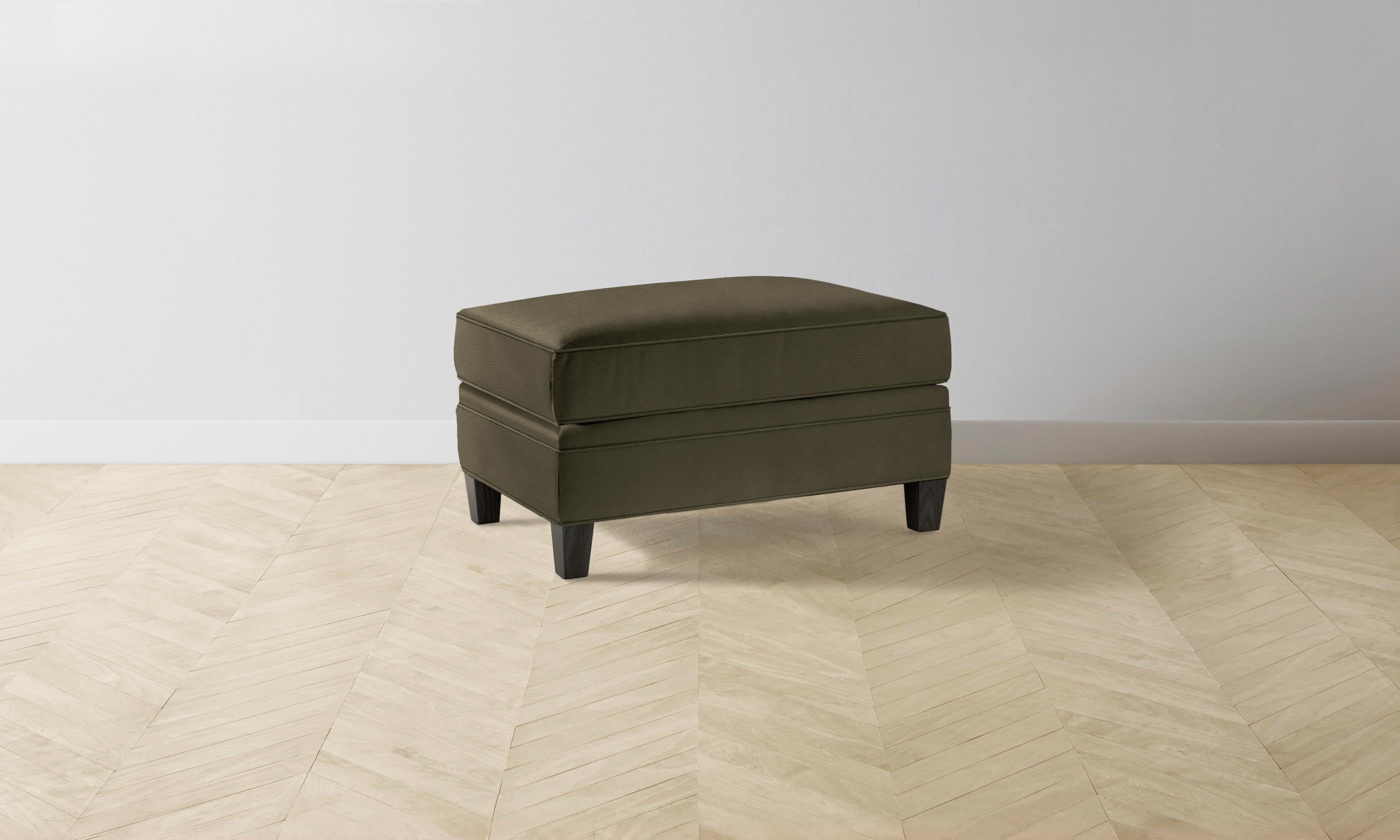 Carmine Ottoman with Pebbled Leather in Truffle Color - Stylish Footrest & Accent Chair for Living Room, Bedroom, or Office