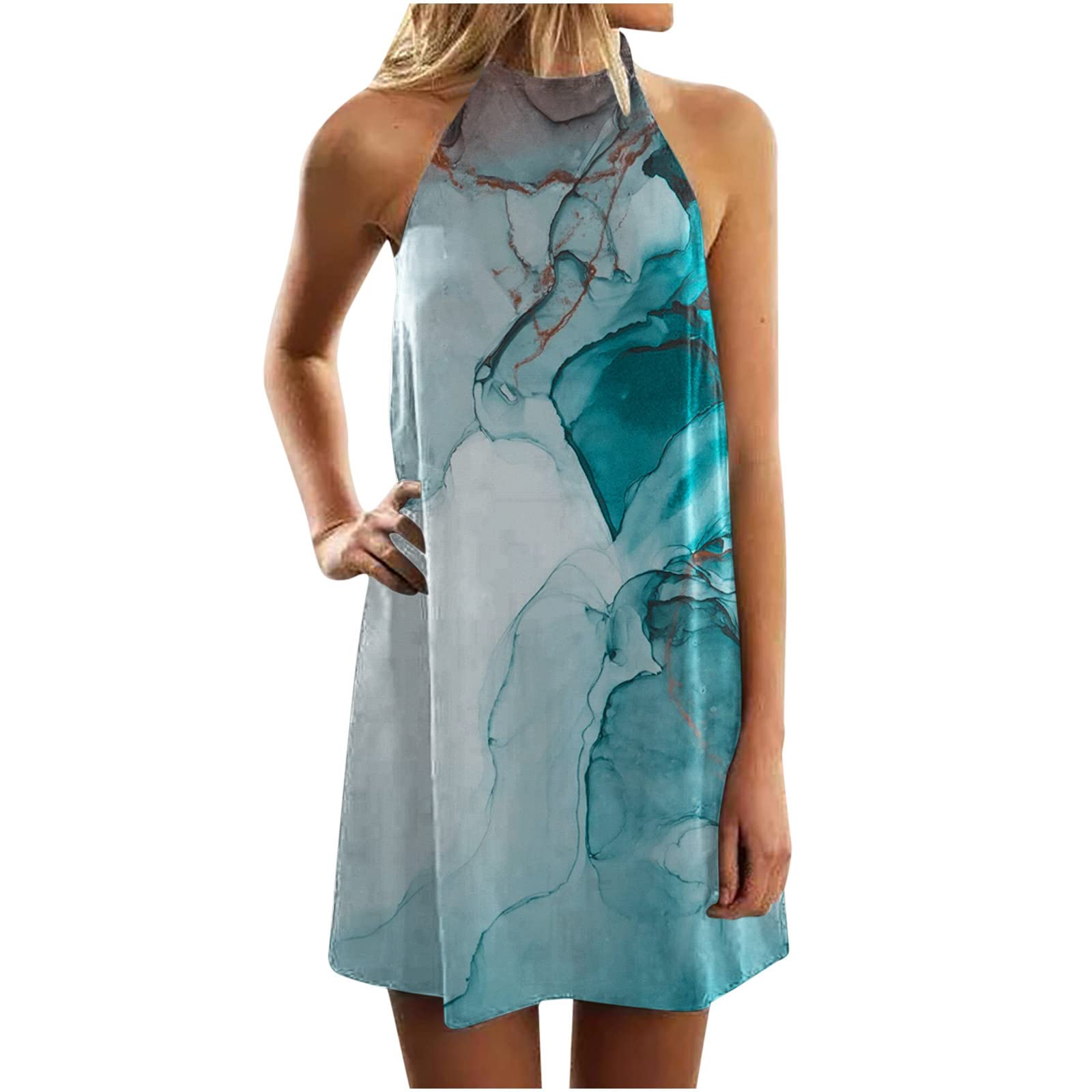 Women's Floral Print Sleeveless Shift Dress - Casual Swing Mini Sundress for Summer, Beach, Vacation & Outdoor Activities
