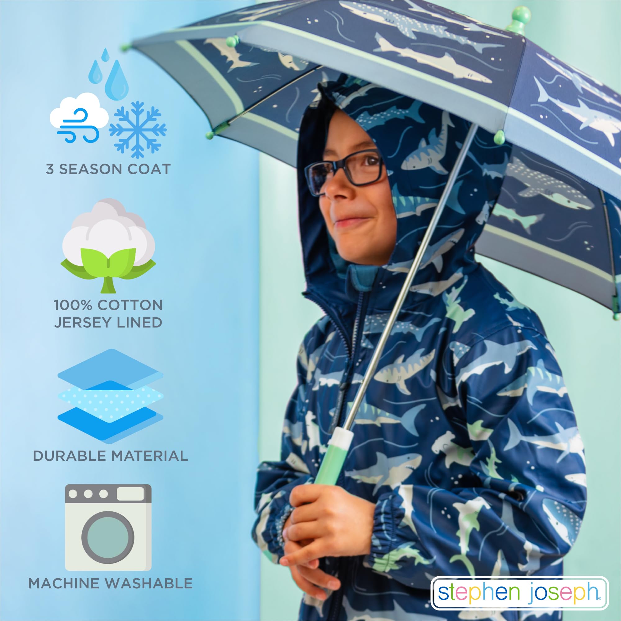 Stephen Joseph Baby Girls Waterproof Raincoat - Cute & Stylish Toddler Rain Jacket for Outdoor Play, Park Visits & Rainy Day Adventures