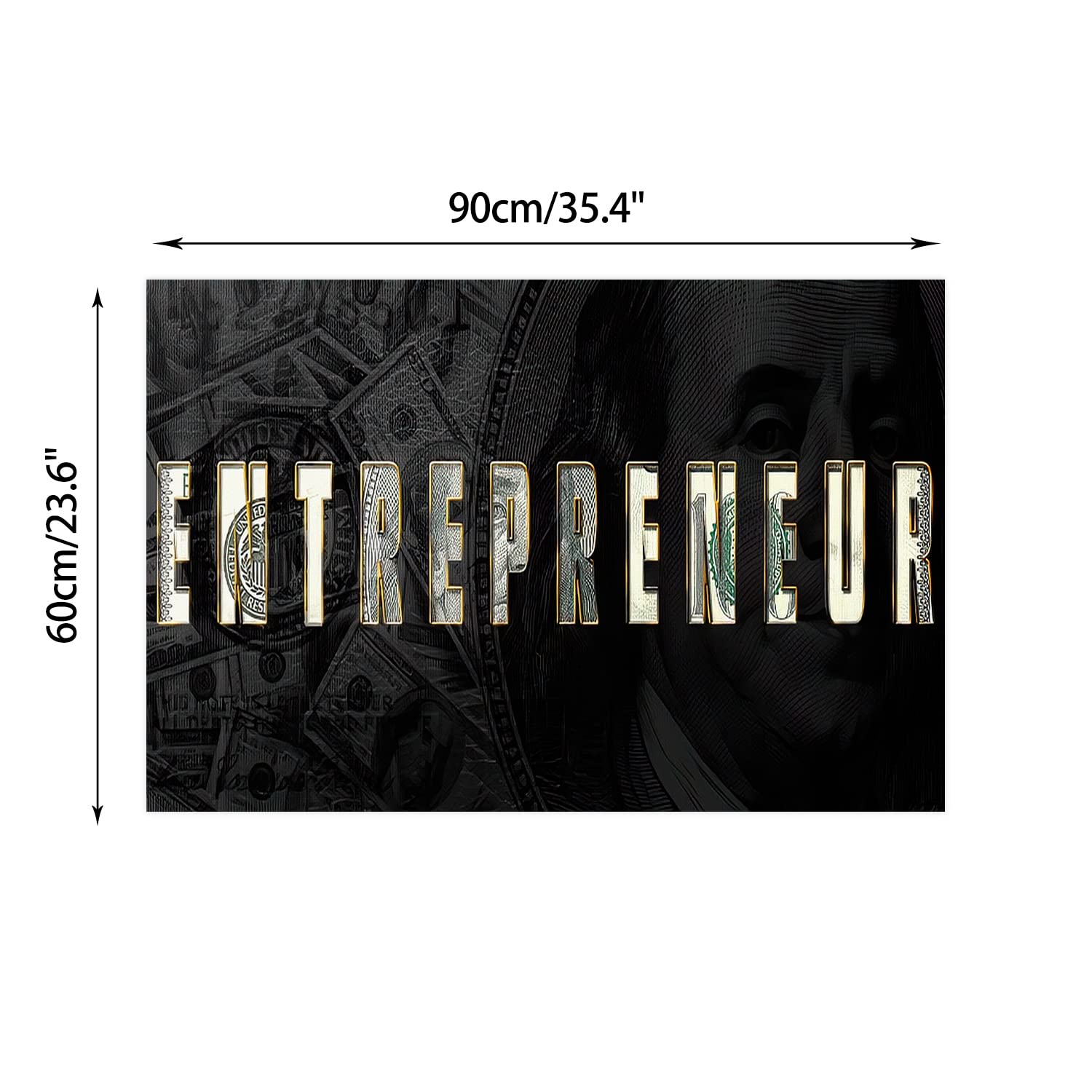 GUBIYU Black Money Design Area Rug - 100 Dollar Bill Print Non-Slip Runner Rug for Living Room, Bedroom, Kitchen, Bathroom & Laundry - Motivational Entrepreneur Decor (23.6