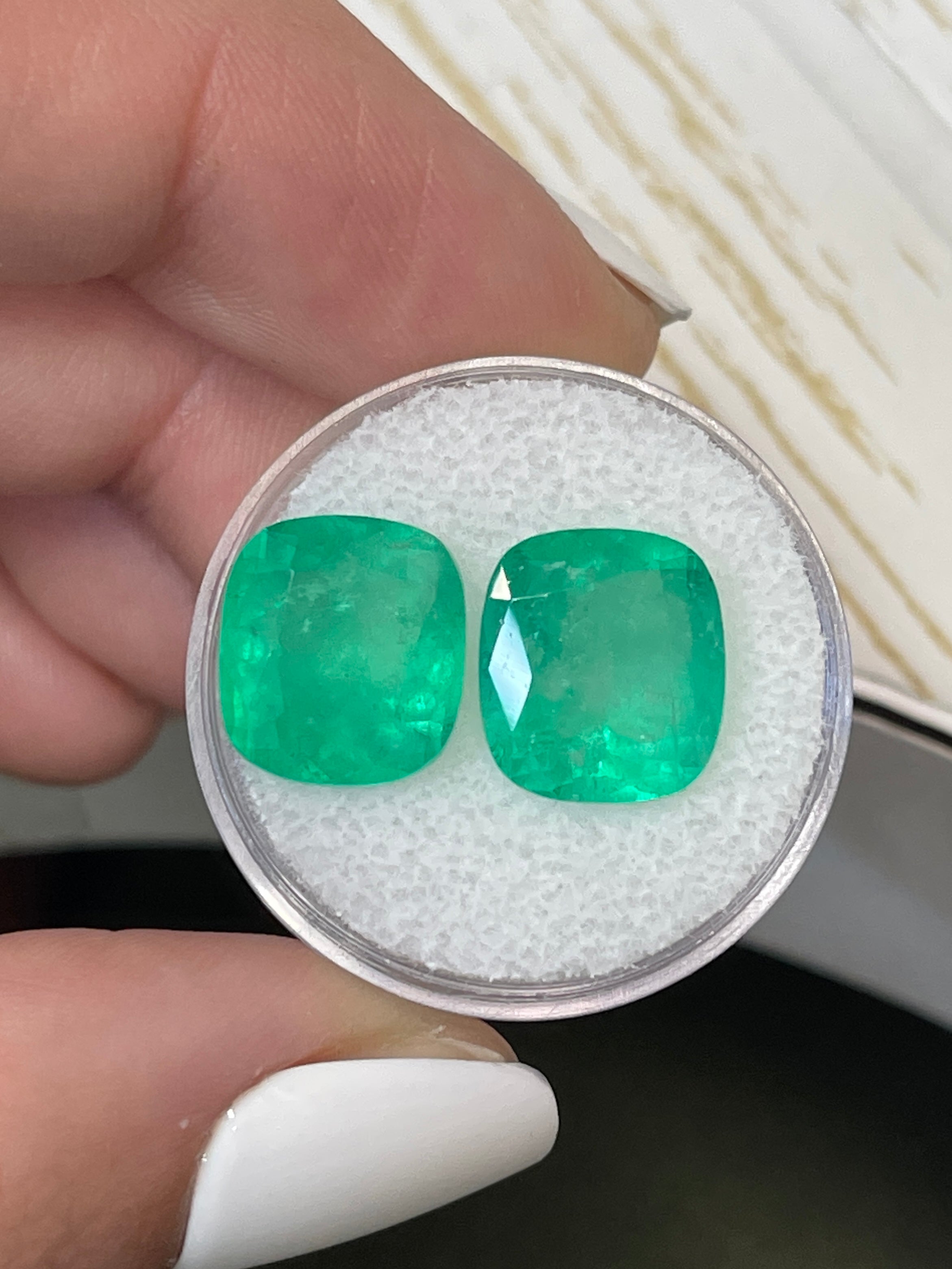Natural Colombian Loose Emeralds 11.11tcw 12x11mm Cushion Cut - Yellowish Green Gemstones for Jewelry Making, Engagement Rings & Luxury Gifts