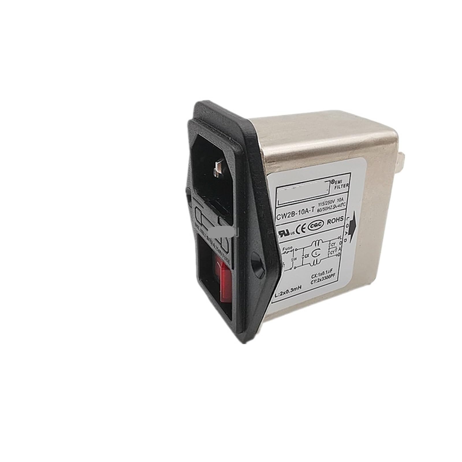 AC Series Socket Filter with Switch, Fuse and Indicator Light CW2B-06A-T 220V 6A/10A - Power Protection for Home Appliances, Electronics & Office Equipment (Color: CW2B-10A-T with Light)