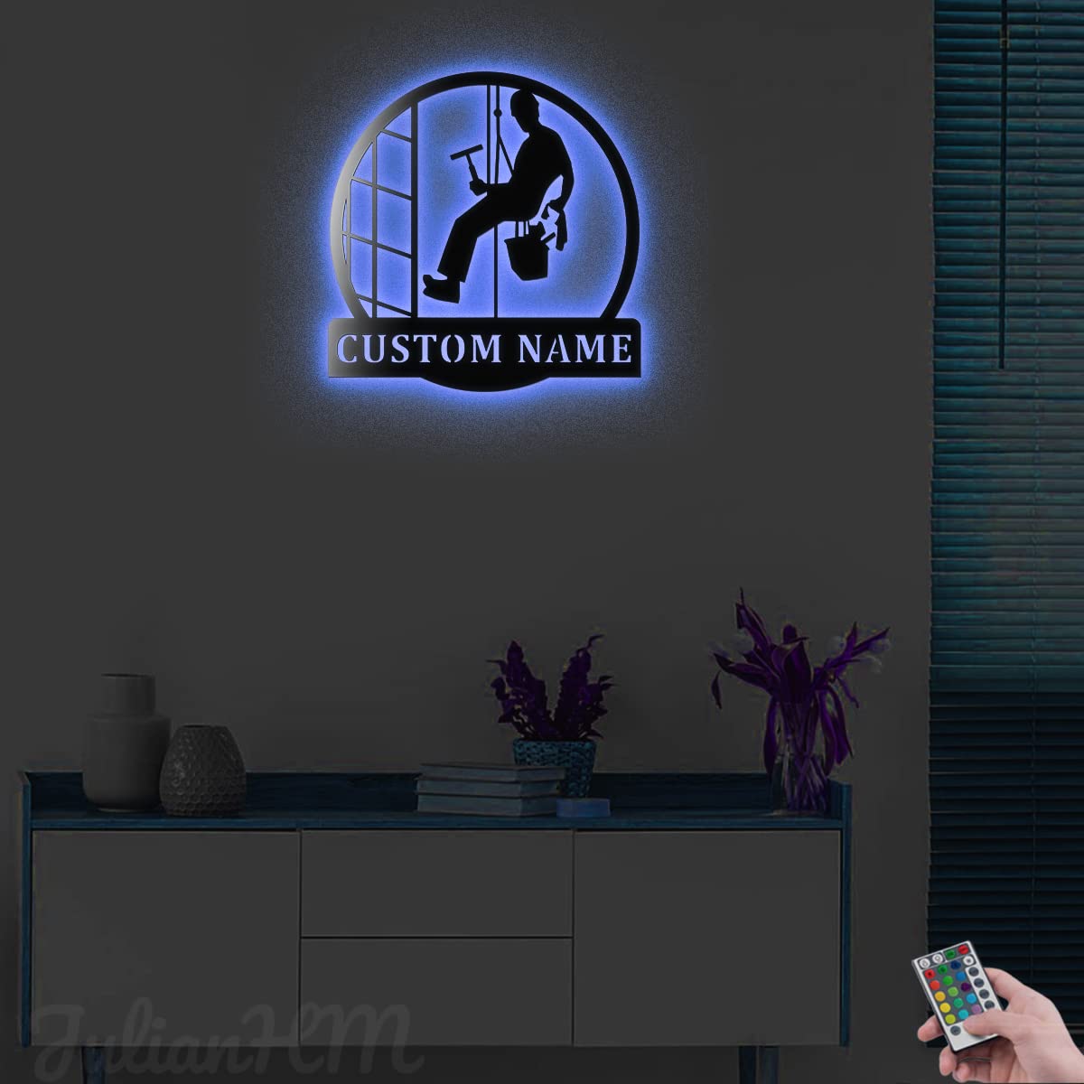 Custom LED Metal Wall Art Sign - Personalized Cleaner Name Decoration for Home, Office, Bedroom & Living Room - 18x18 Inch Glass Cleaner Themed Wall Decor (Without Lights) - Perfect for Housewarming Gifts & Professional Cleaning Business Branding