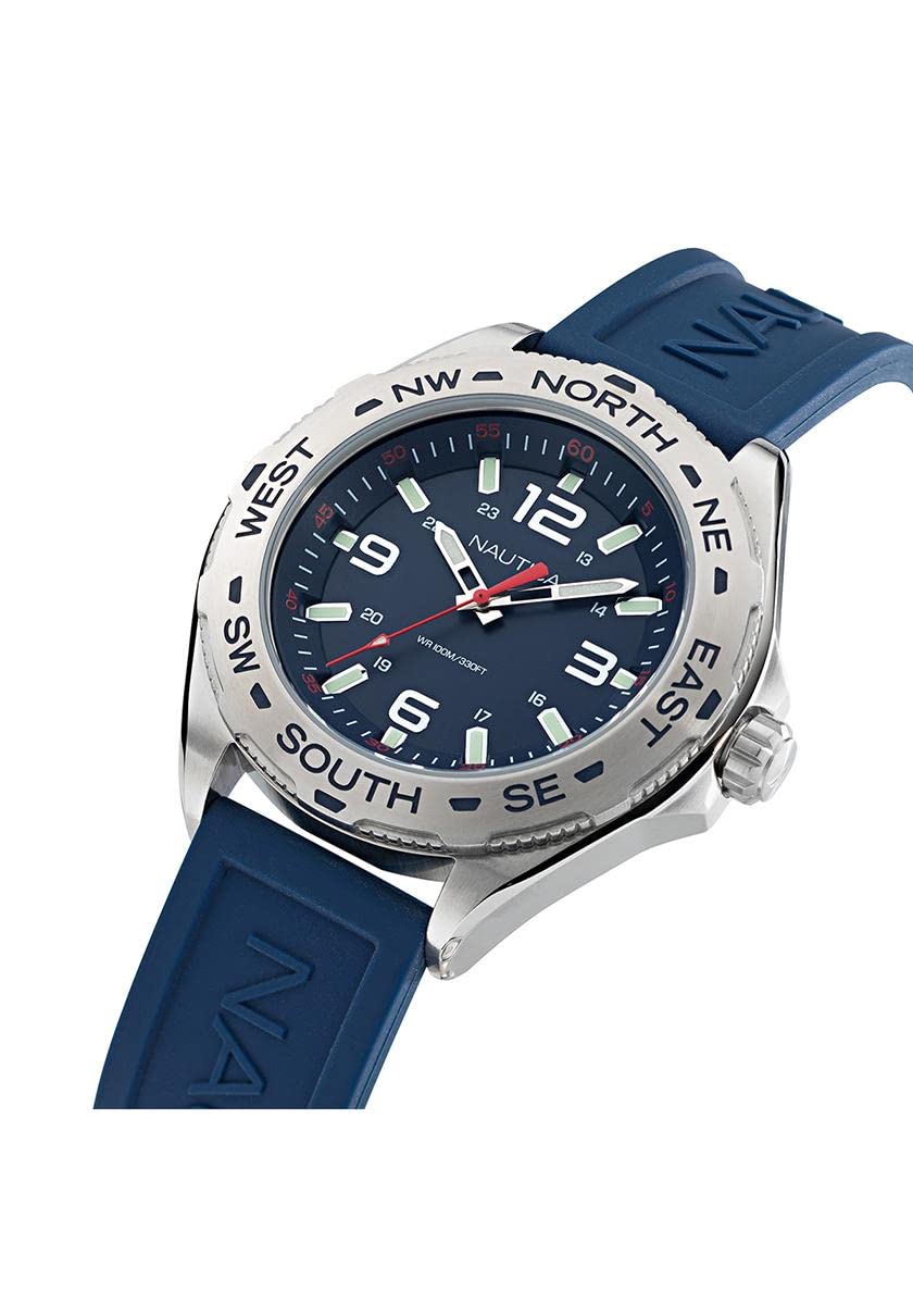 Nautica Men's NAPCWS304 Clearwater Beach Blue Silicone Strap Watch - Waterproof Casual Dress Watch for Men - Perfect for Beach, Swimming & Everyday Wear