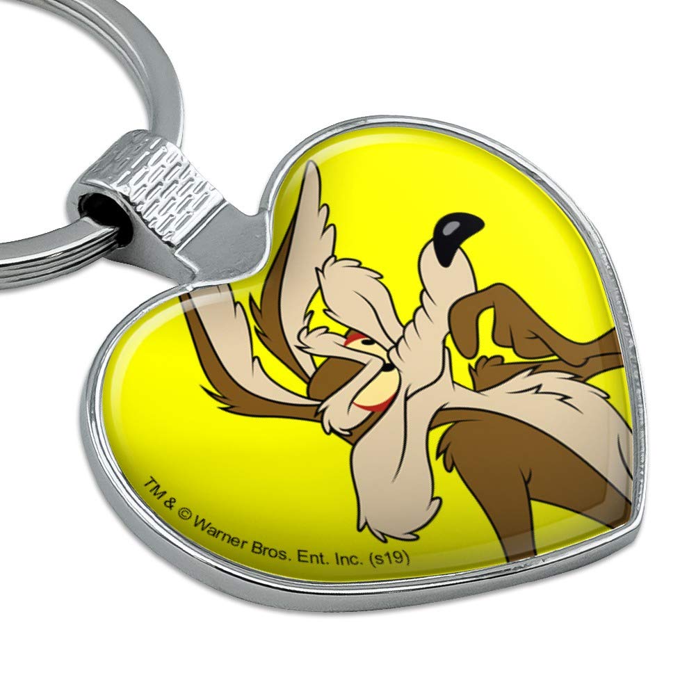 Looney Tunes Wile E Coyote Heart Love Metal Keychain - Durable Key Ring for Car Keys, House Keys & Backpacks - Perfect Gift for Cartoon Fans & Collectors