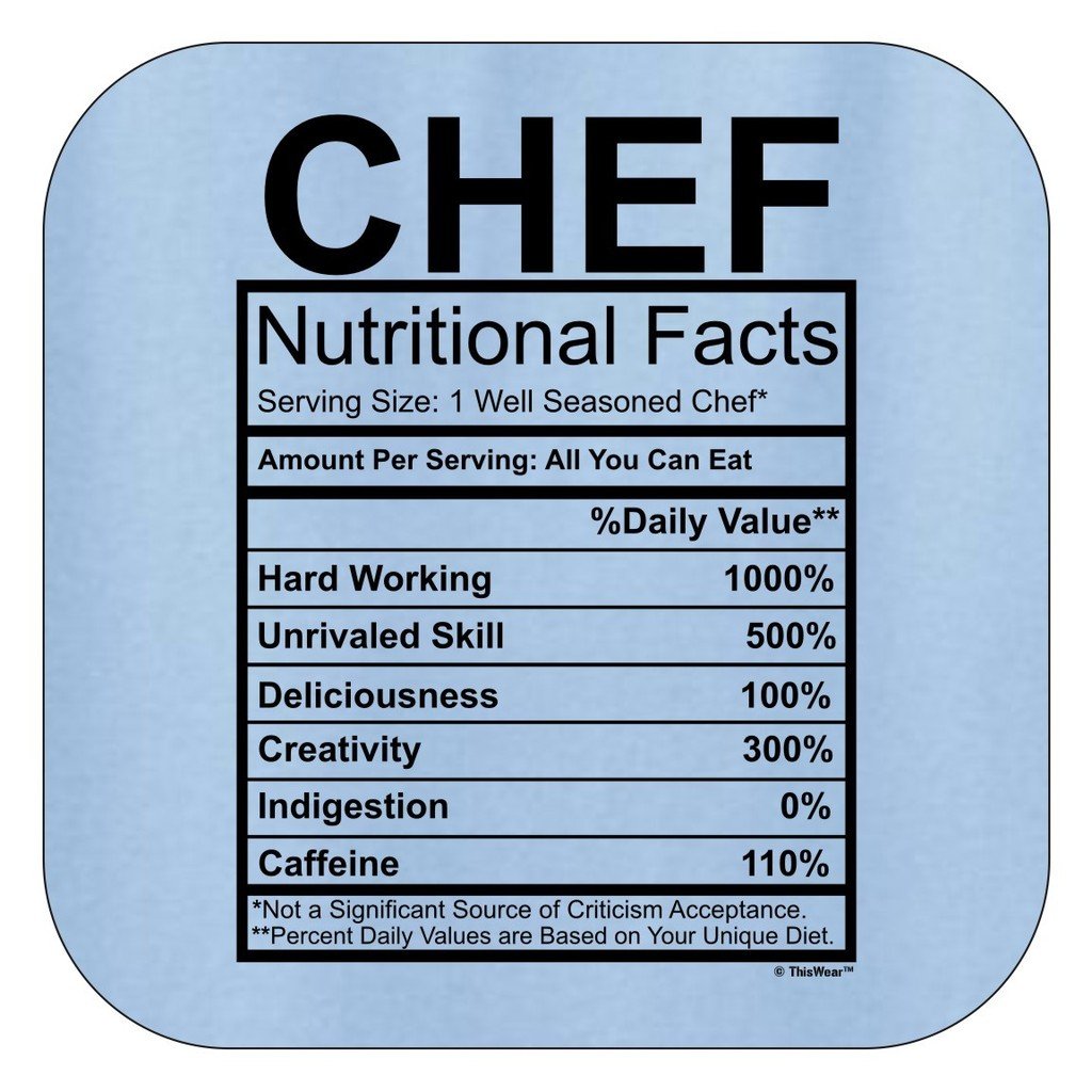 ThisWear Funny Chef Gift Hoodie - Nutrition Facts Gag Sweatshirt for Cooking Enthusiasts - Perfect for Kitchen Pranks, Birthday Gifts & Culinary Humor
