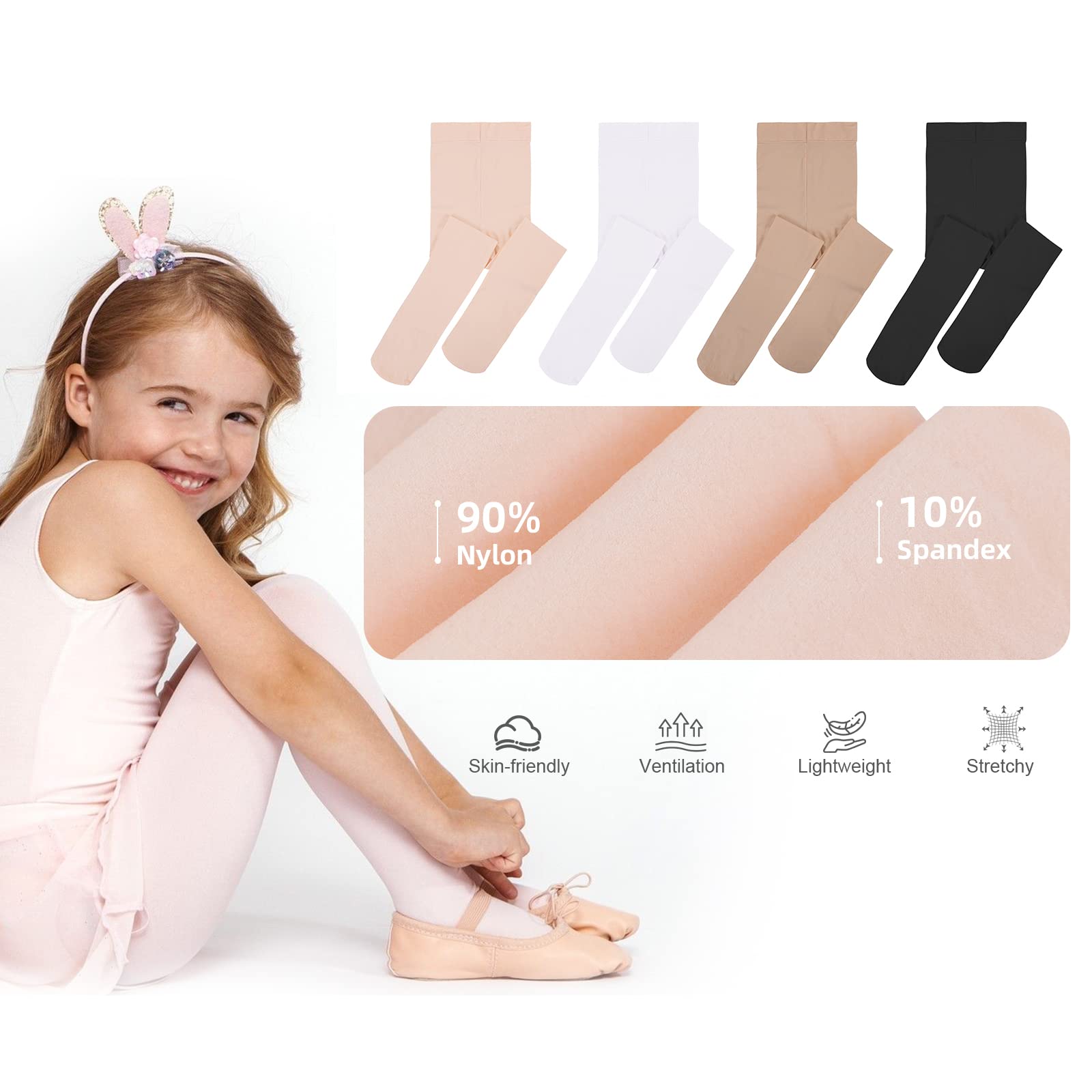 American Trends Baby Girls Dance Tights - Toddler Footed Ballet Tights & Stockings for Ballet Class, Dance Recitals & Special Occasions