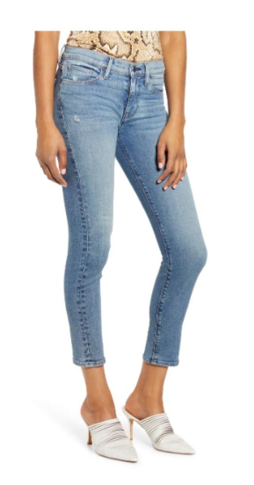 Women's Hudson Jeans Tally Ripped Crop Skinny Jeans - High Waist Distressed Denim Pants, Size 31, Light Blue | Casual Streetwear, Date Night Outfit, Everyday Comfort