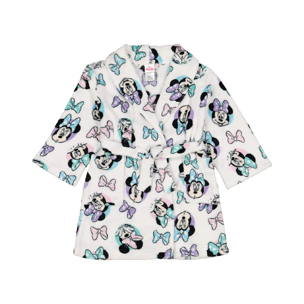 Disney Frozen Princess & Minnie Mouse Girls' Bathrobe - Soft Kids Robe for Bath Time, Spa, Sleepovers & Cozy Home Wear